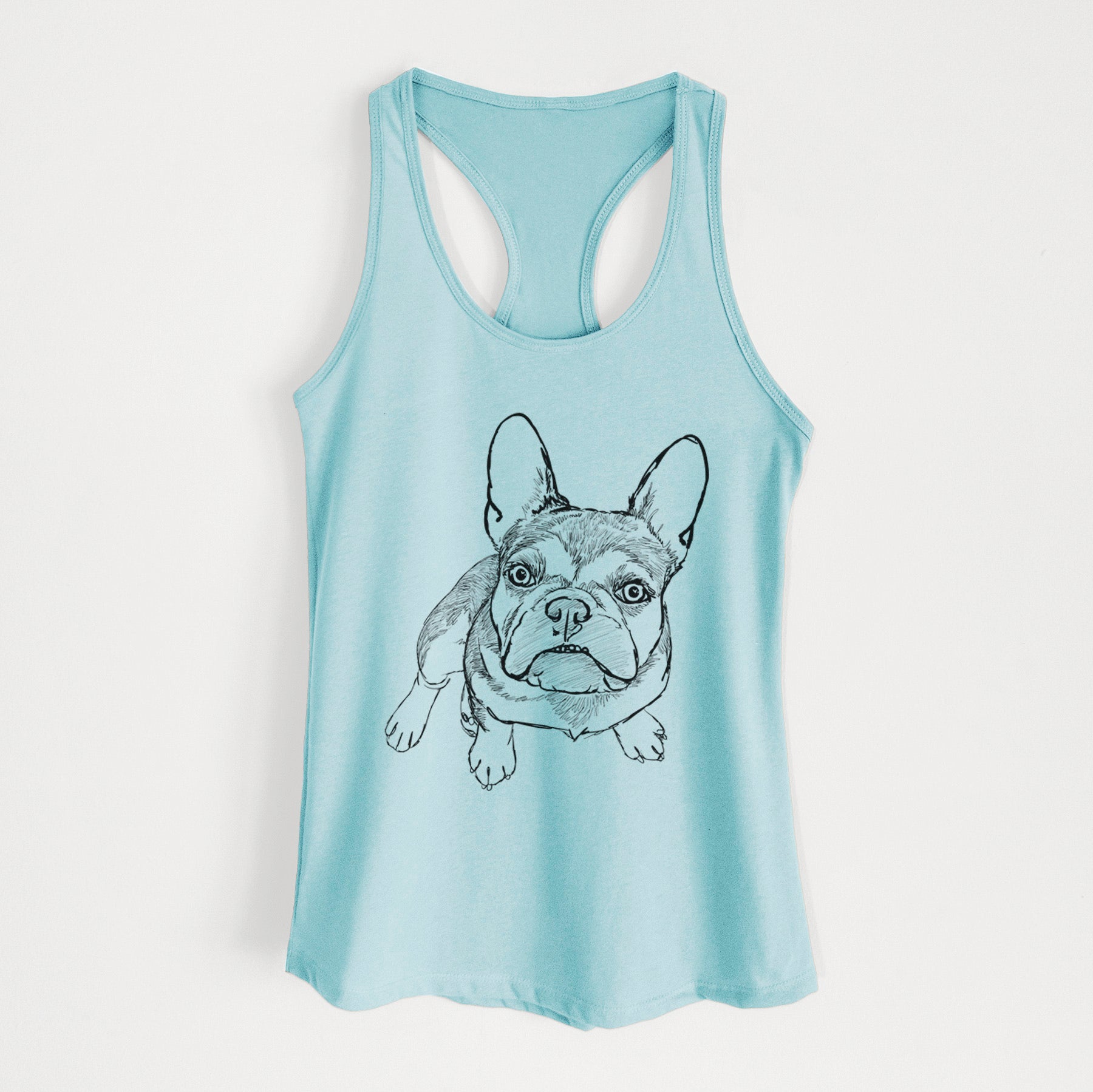 Doodled Lincoln the French Bulldog - Women's Racerback Tanktop