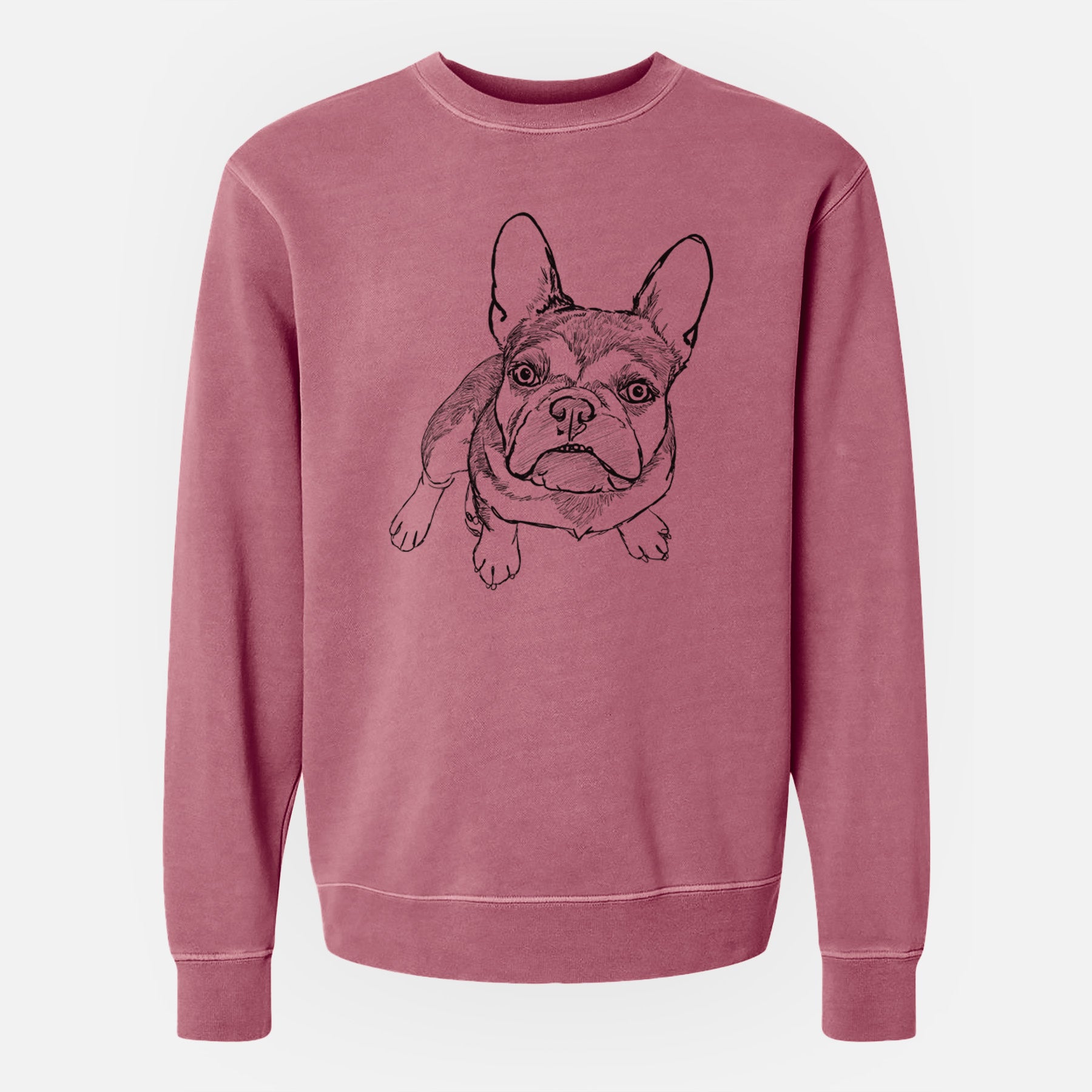 Doodled Lincoln the French Bulldog - Unisex Pigment Dyed Crew Sweatshirt