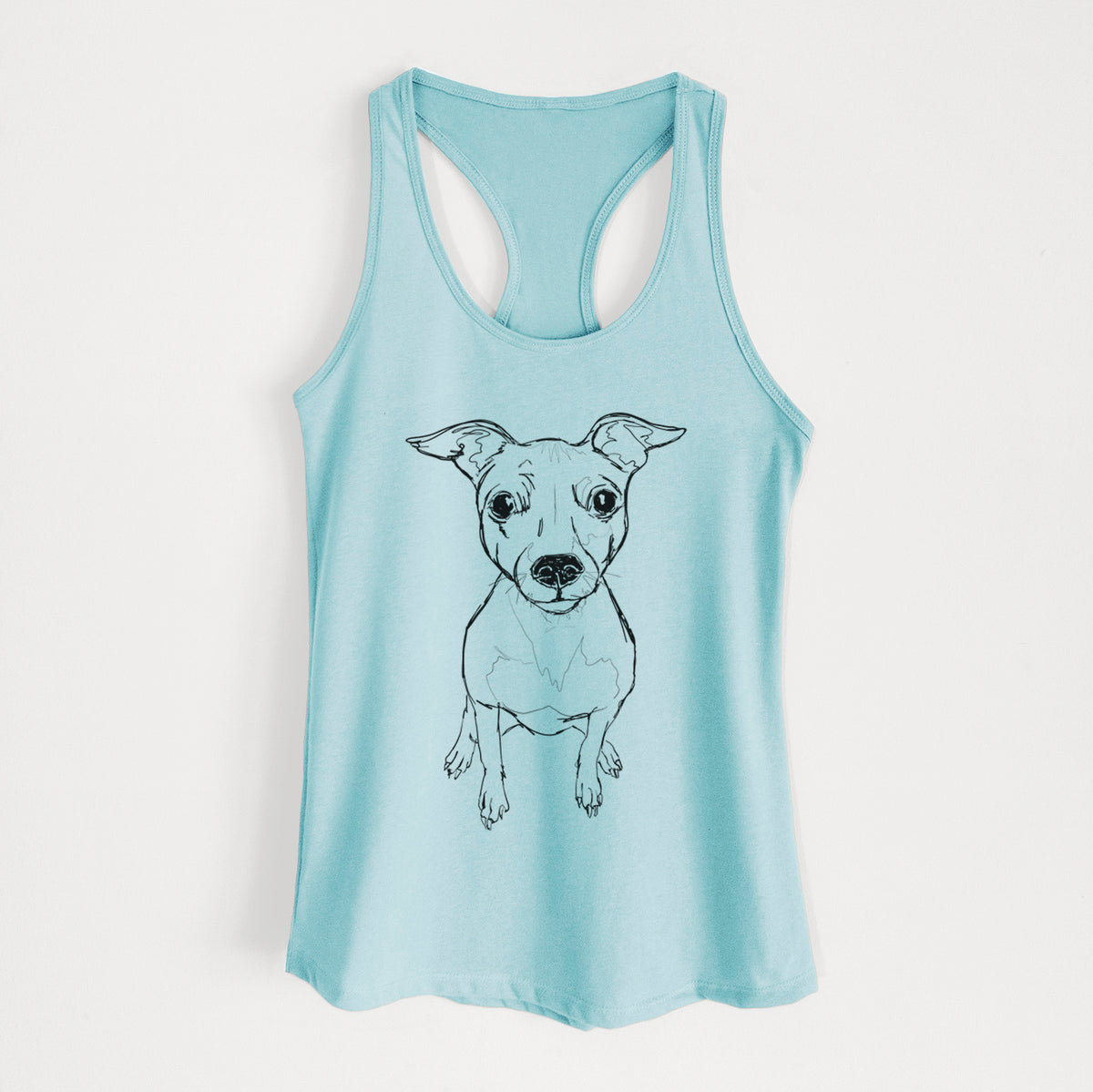 Doodled Little Lucy the American Hairless Terrier - Women&#39;s Racerback Tanktop