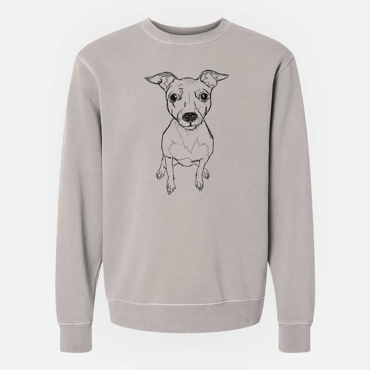 Doodled Little Lucy the American Hairless Terrier - Unisex Pigment Dyed Crew Sweatshirt