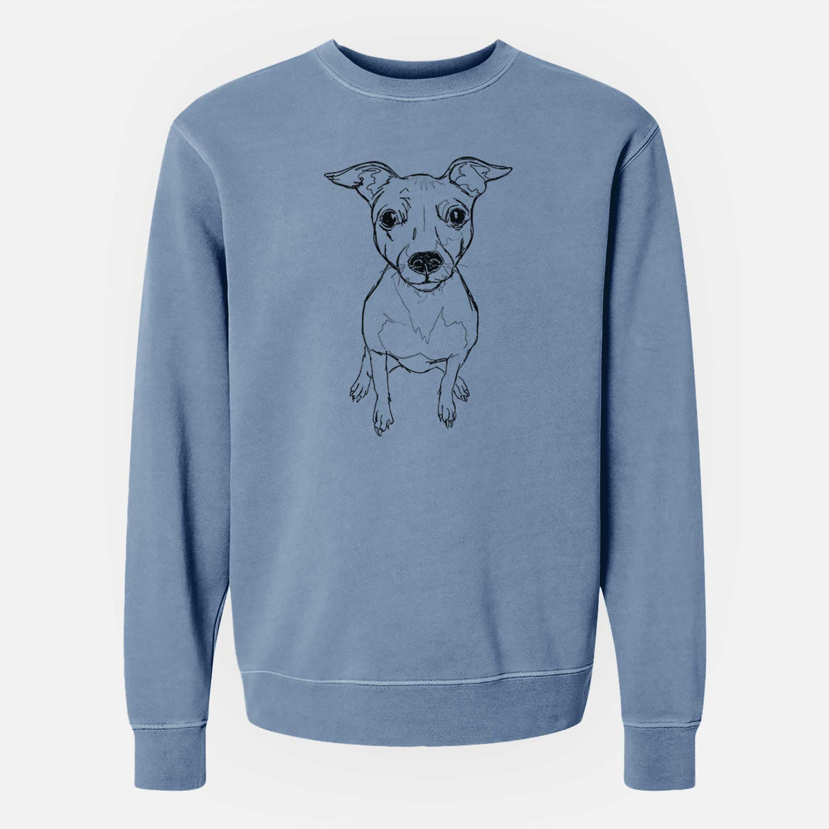 Doodled Little Lucy the American Hairless Terrier - Unisex Pigment Dyed Crew Sweatshirt