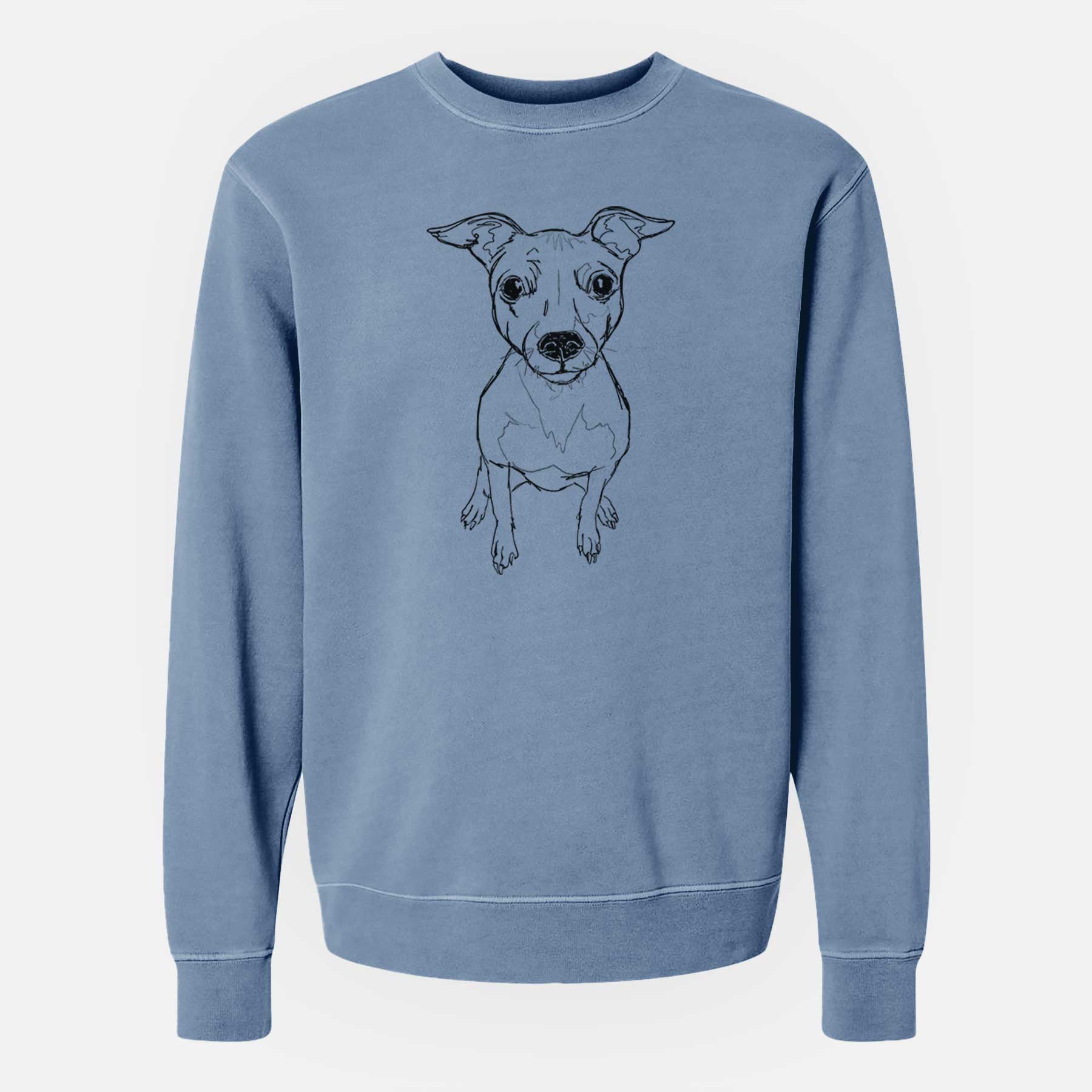 Doodled Little Lucy the American Hairless Terrier - Unisex Pigment Dyed Crew Sweatshirt
