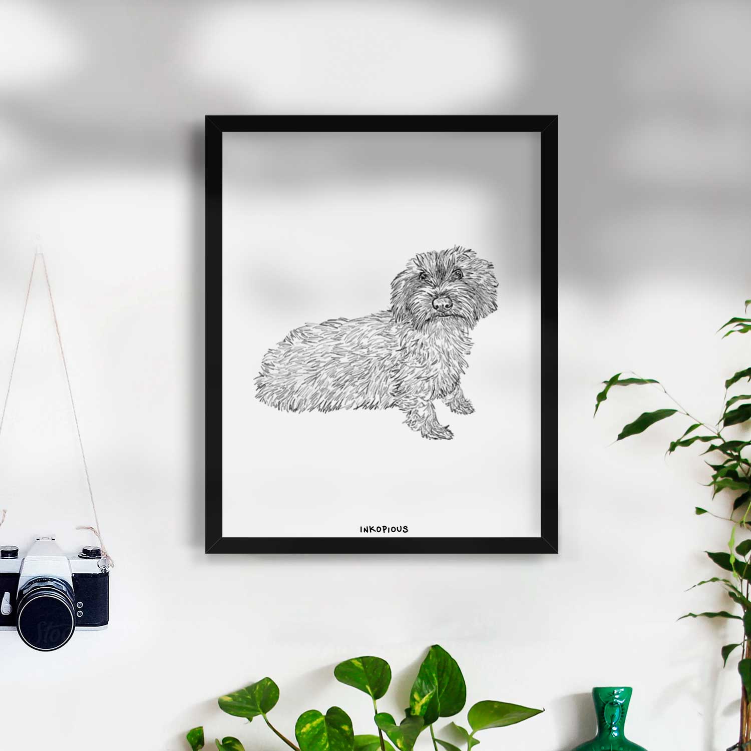 Doodled Logan the Mini Wirehaired Dachshund Art Print