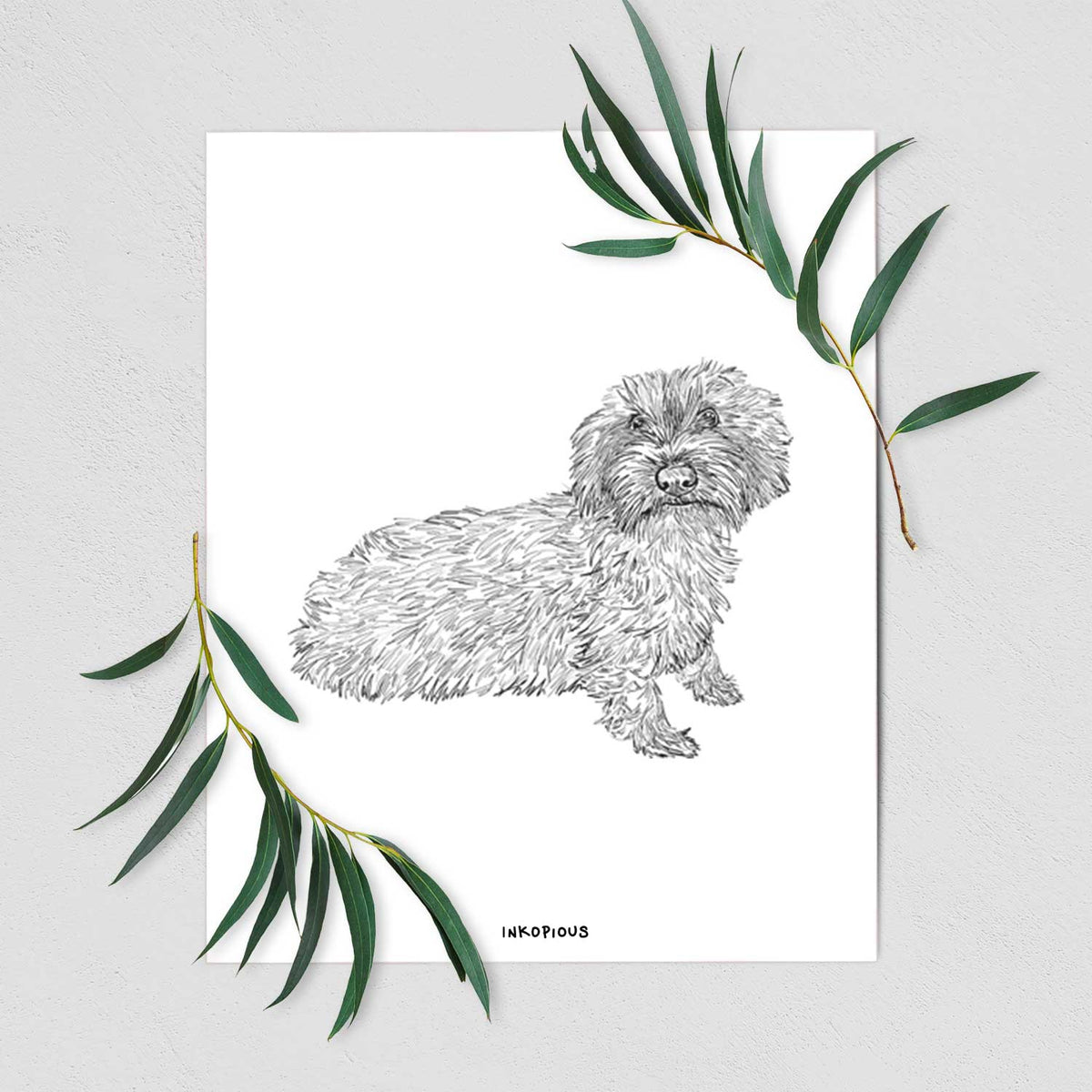 Doodled Logan the Mini Wirehaired Dachshund Art Print