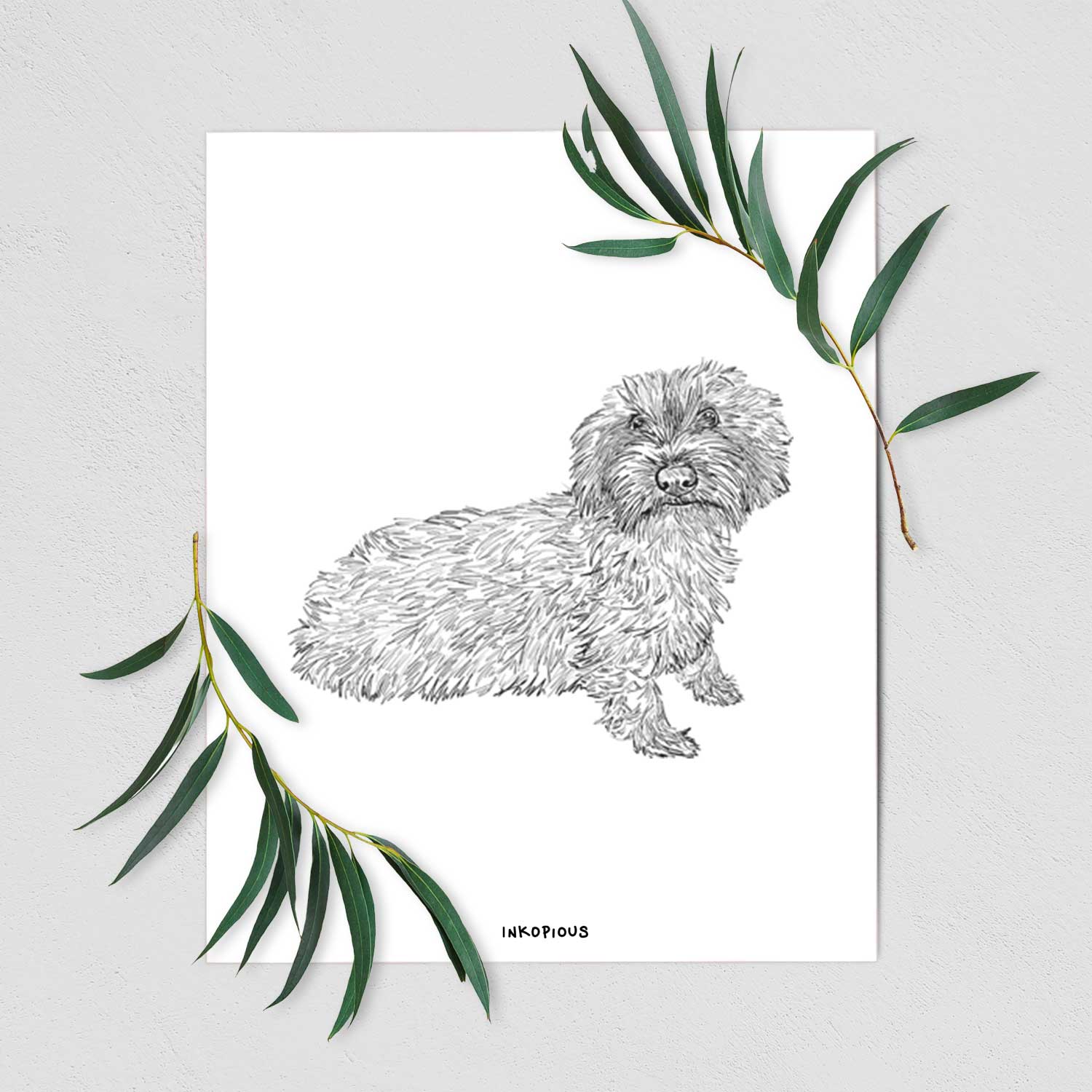 Doodled Logan the Mini Wirehaired Dachshund Art Print