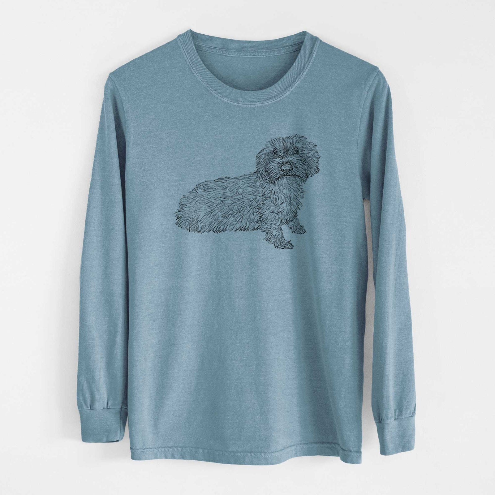 Doodled Logan the Mini Wirehaired Dachshund - Heavyweight 100% Cotton Long Sleeve