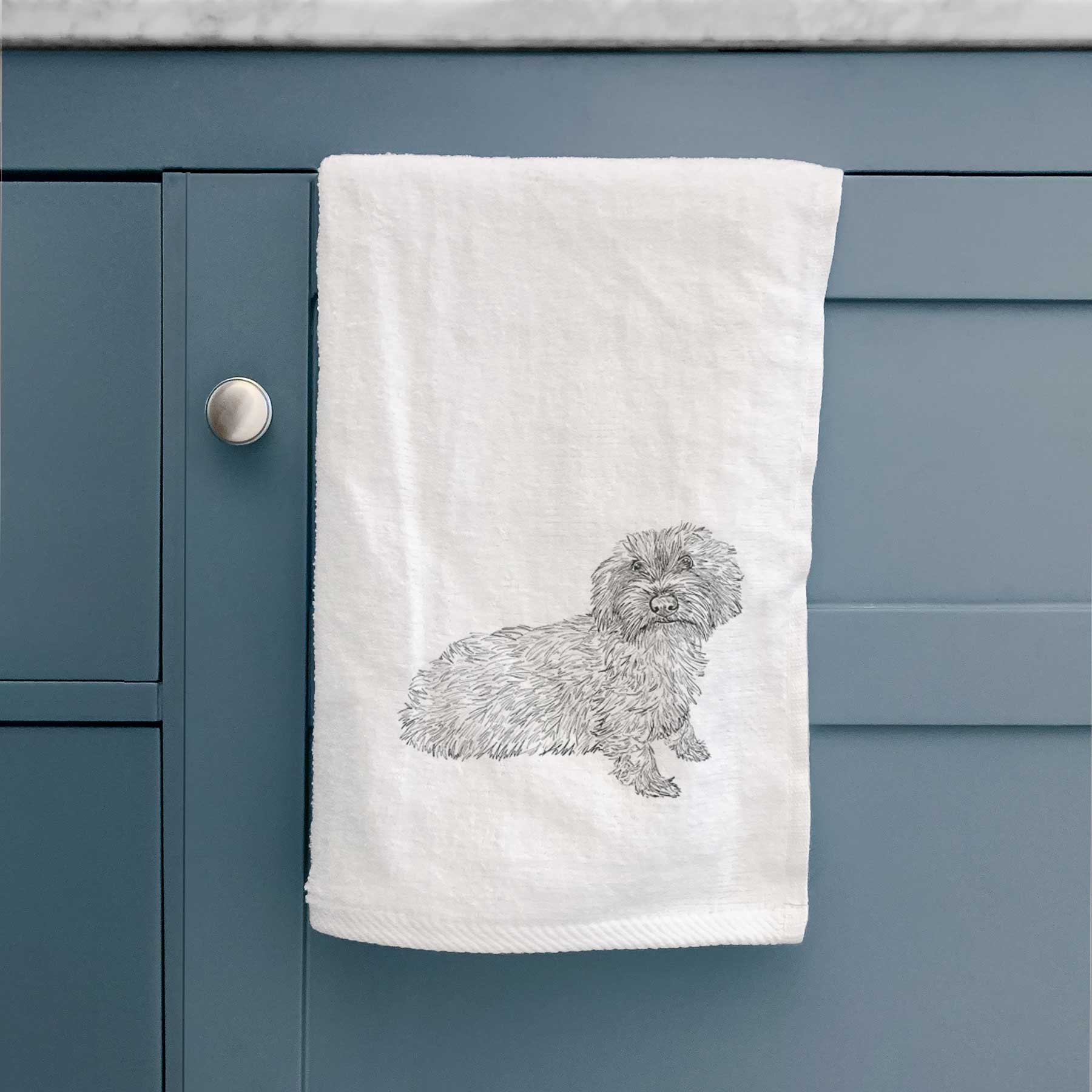 Doodled Logan the Mini Wirehaired Dachshund Decorative Hand Towel