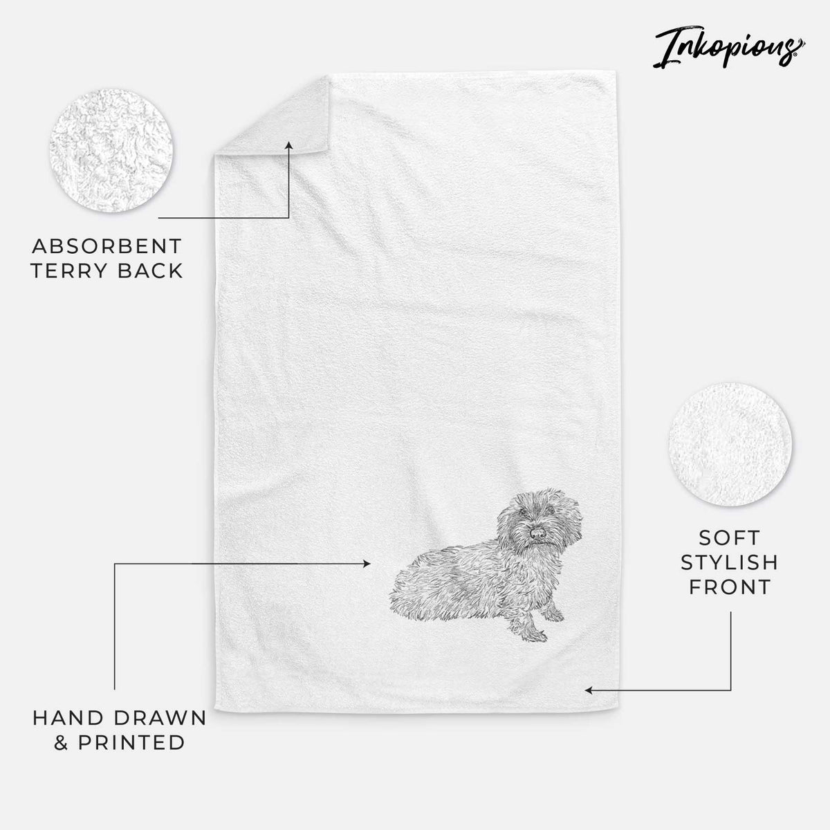 Doodled Logan the Mini Wirehaired Dachshund Decorative Hand Towel