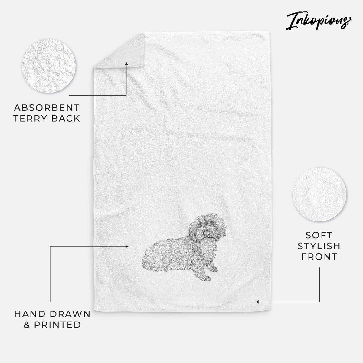 Doodled Logan the Mini Wirehaired Dachshund Decorative Hand Towel