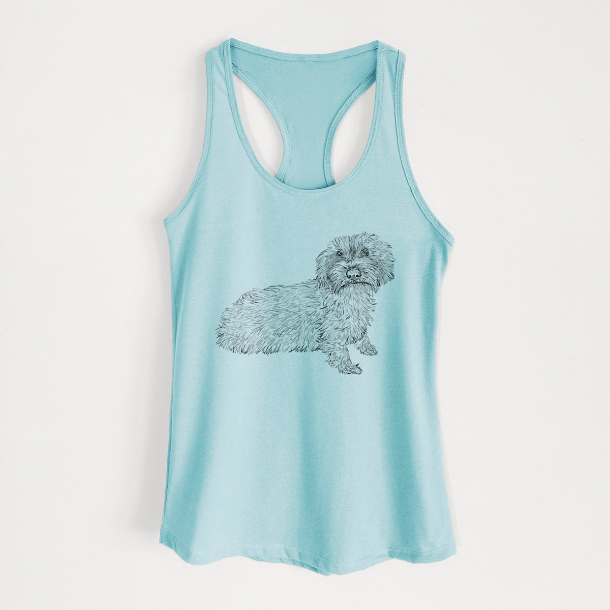 Doodled Logan the Mini Wirehaired Dachshund - Women&#39;s Racerback Tanktop