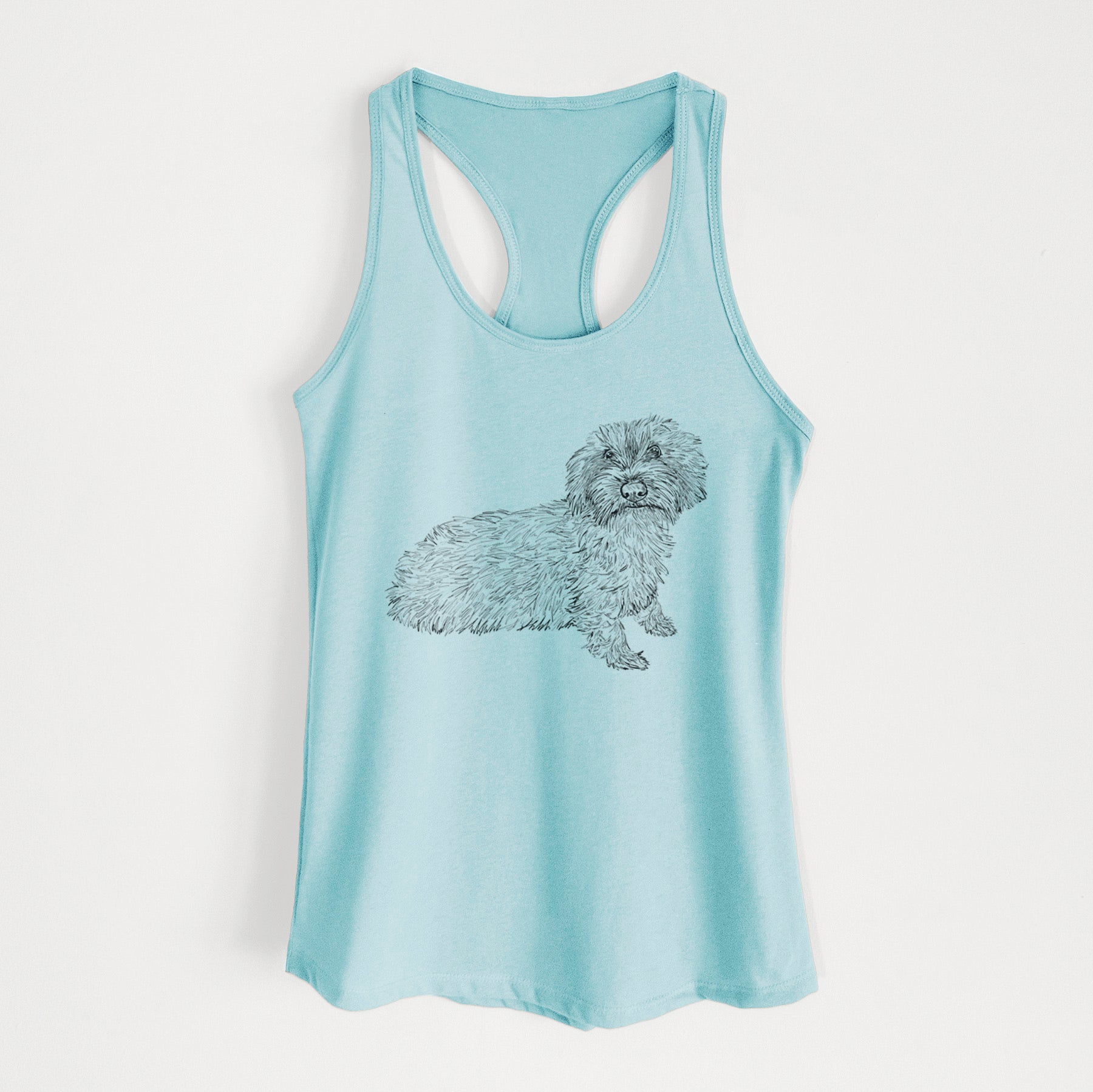 Doodled Logan the Mini Wirehaired Dachshund - Women's Racerback Tanktop