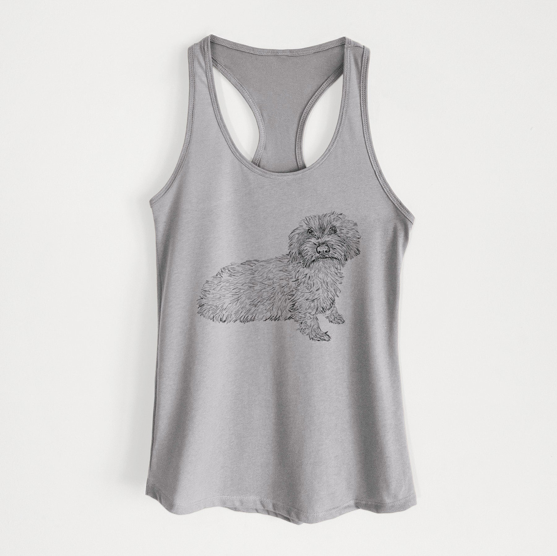 Doodled Logan the Mini Wirehaired Dachshund - Women's Racerback Tanktop