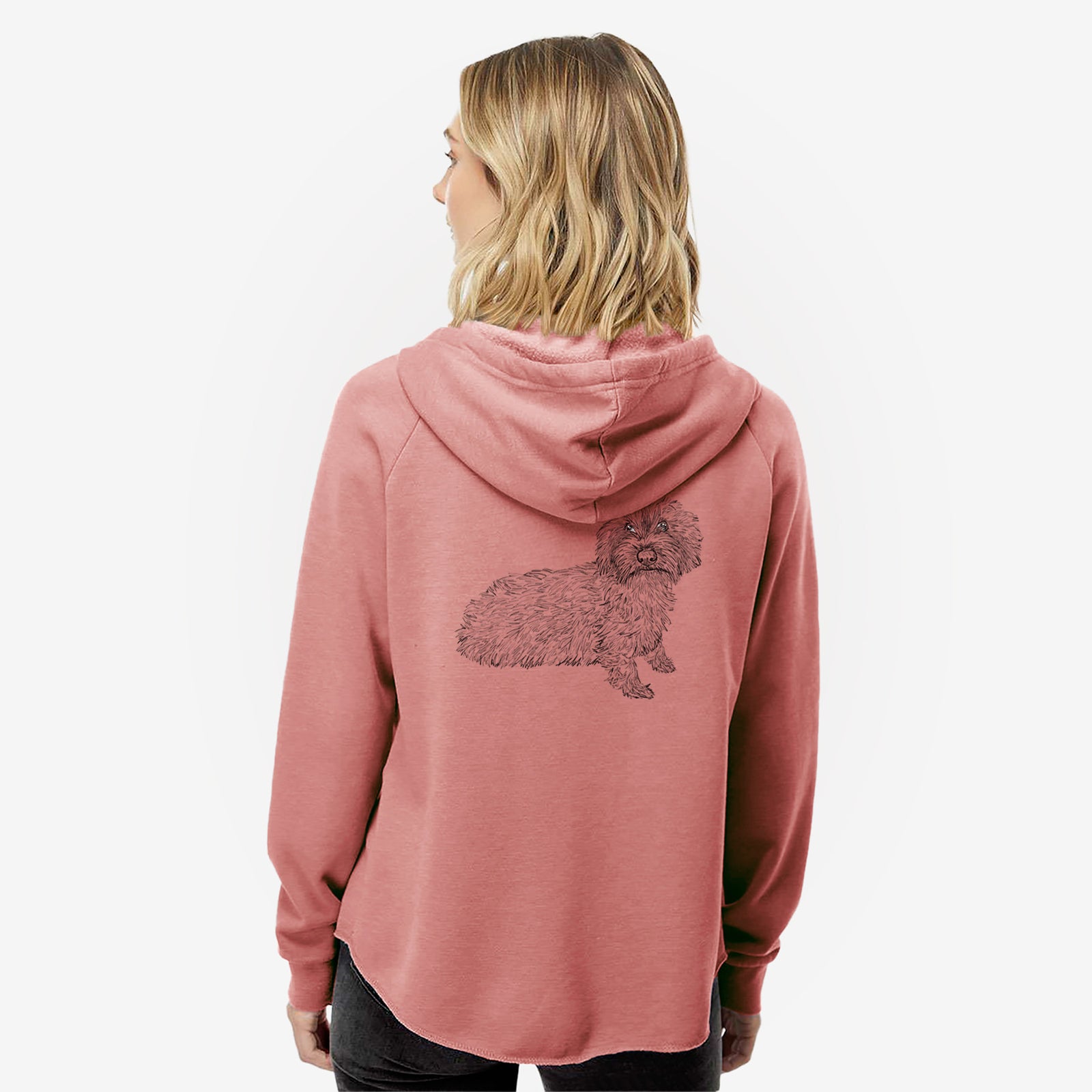Doodled Logan the Mini Wirehaired Dachshund - Women's Cali Wave Zip-Up Sweatshirt