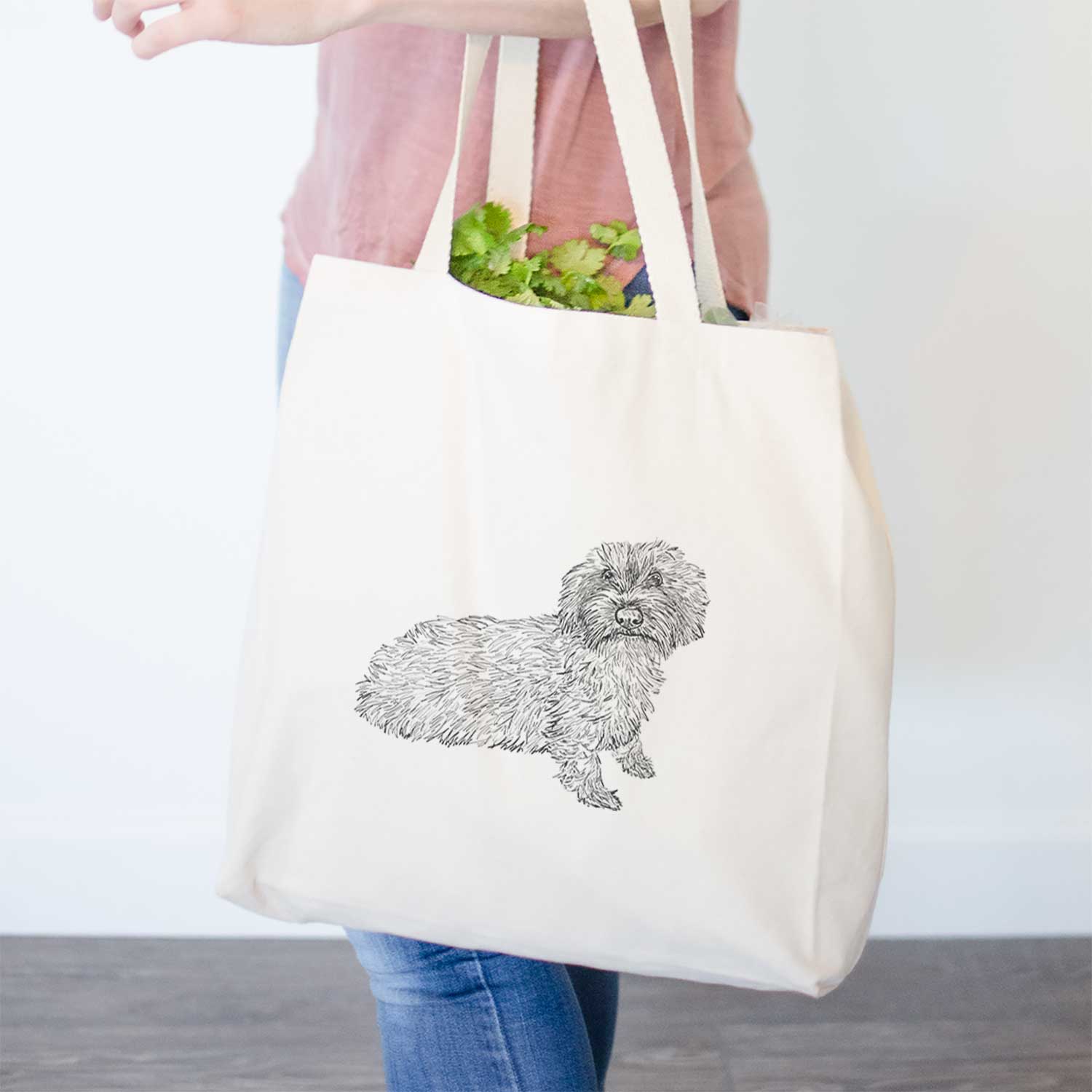 Doodled Logan the Mini Wirehaired Dachshund - Tote Bag