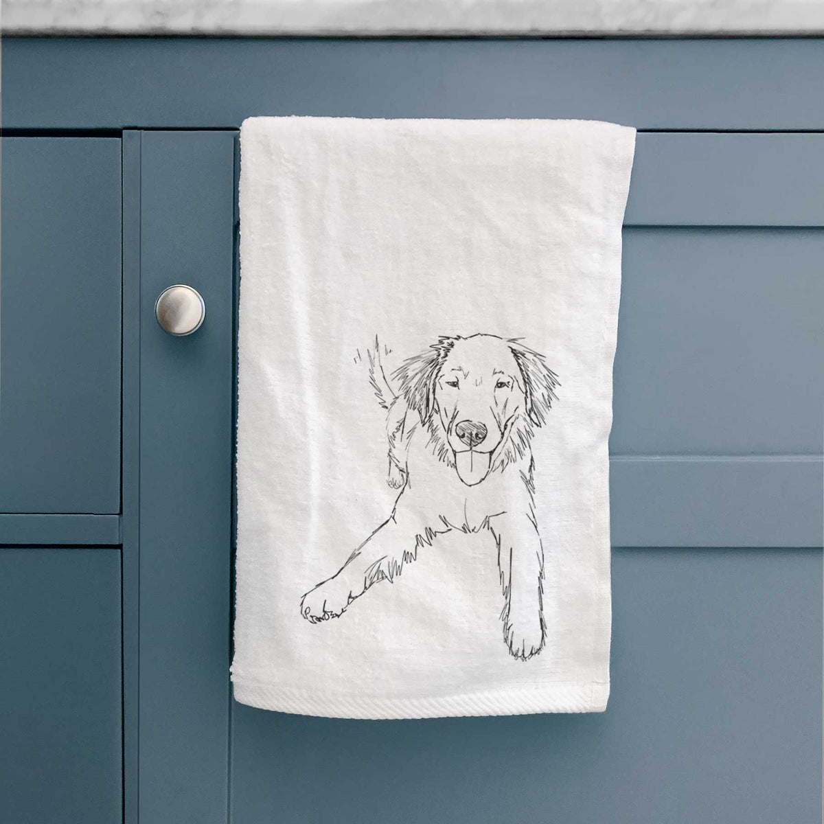 Doodled Loganator the Golden Retriever Decorative Hand Towel