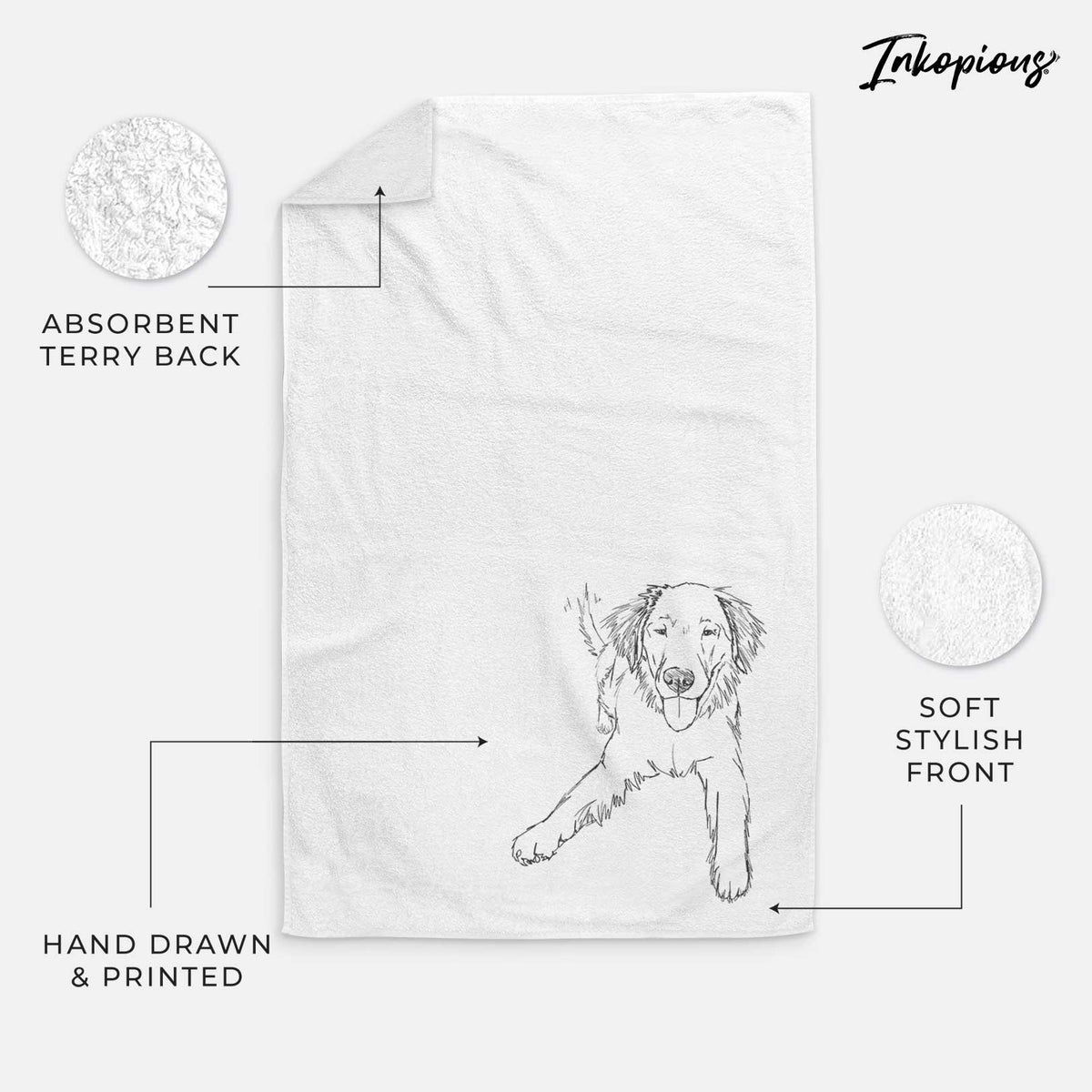 Doodled Loganator the Golden Retriever Decorative Hand Towel