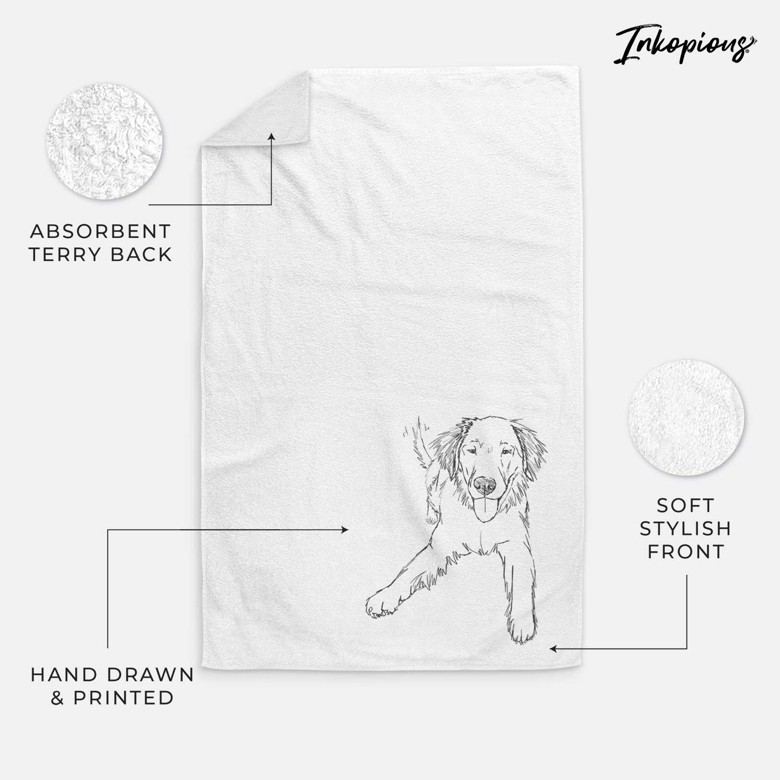 Doodled Loganator the Golden Retriever Decorative Hand Towel