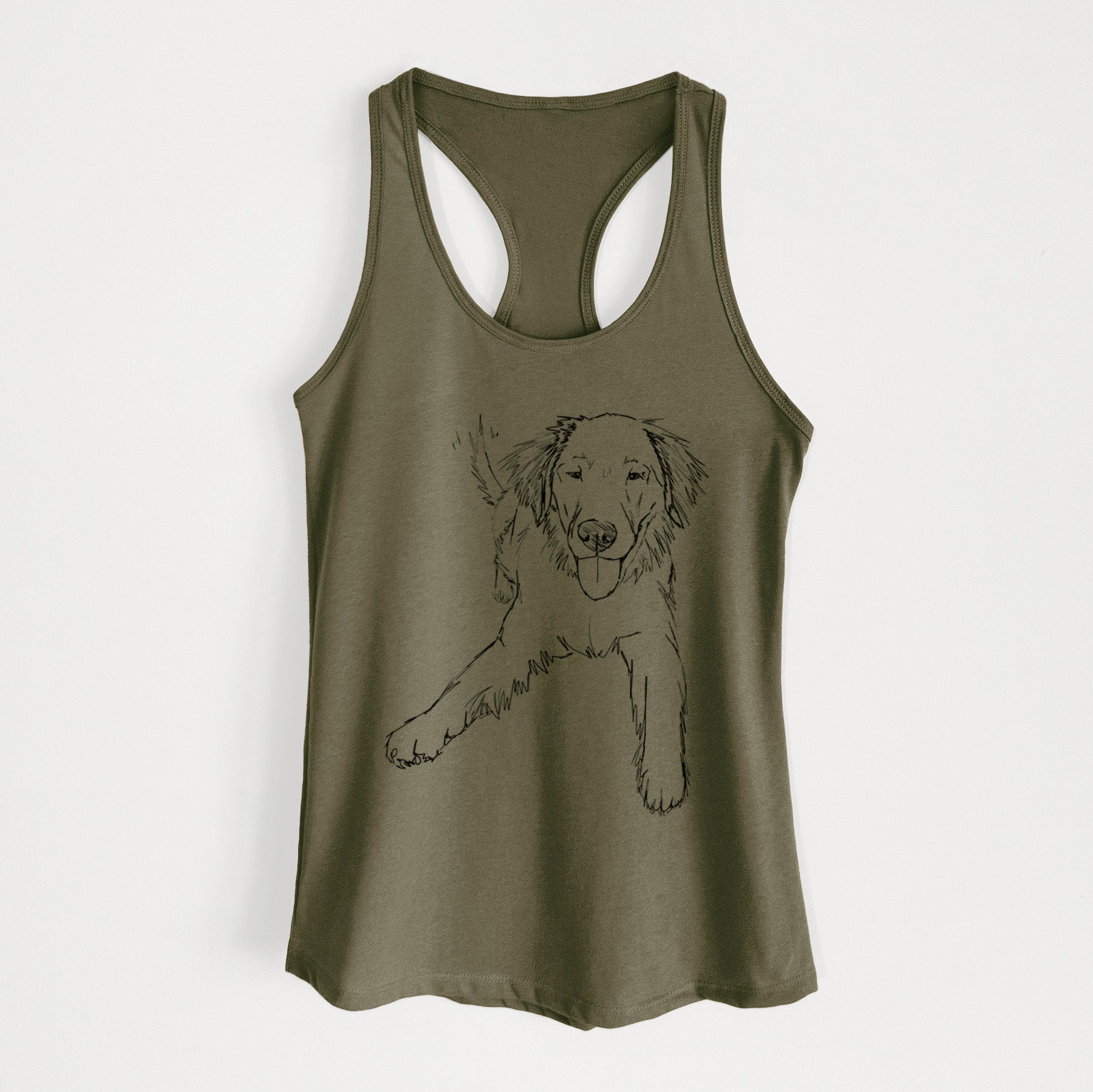 Doodled Loganator the Golden Retriever - Women's Racerback Tanktop