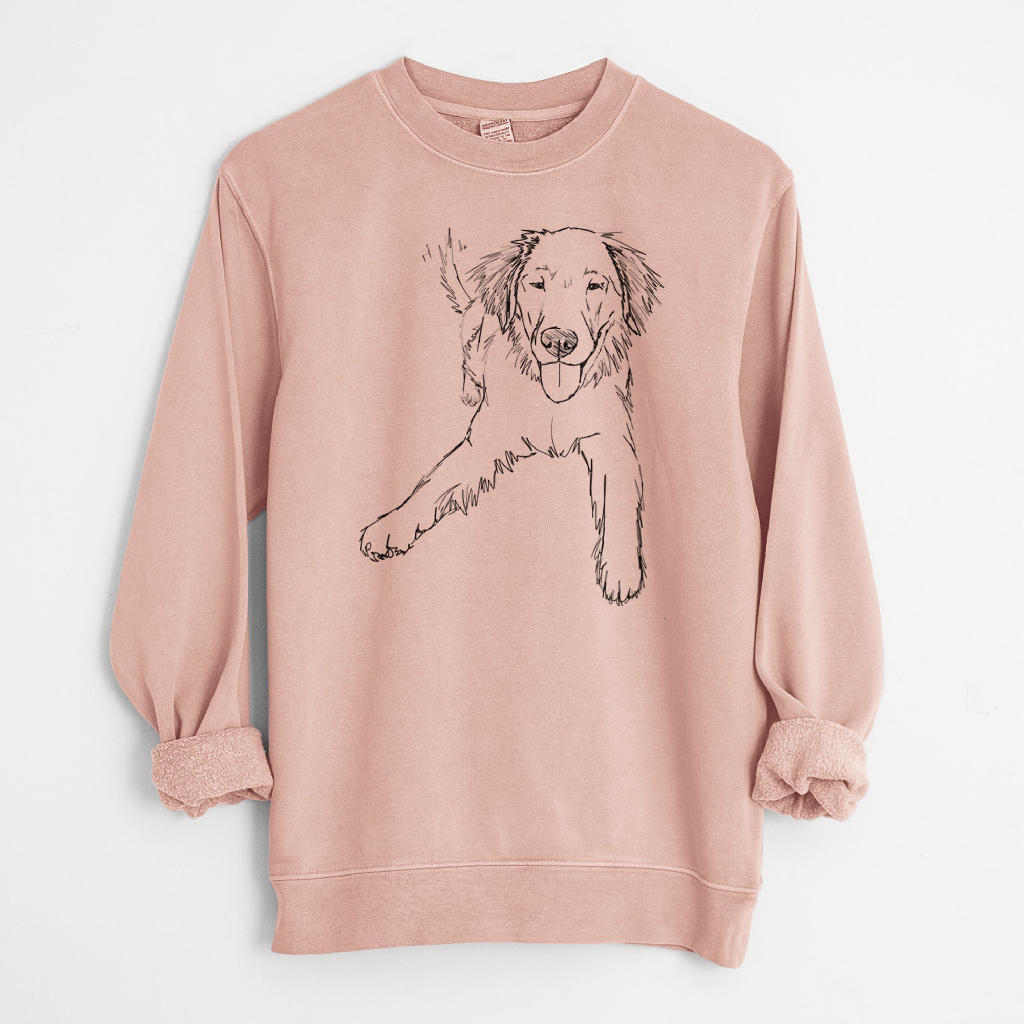 Doodled Loganator the Golden Retriever - Unisex Pigment Dyed Crew Sweatshirt
