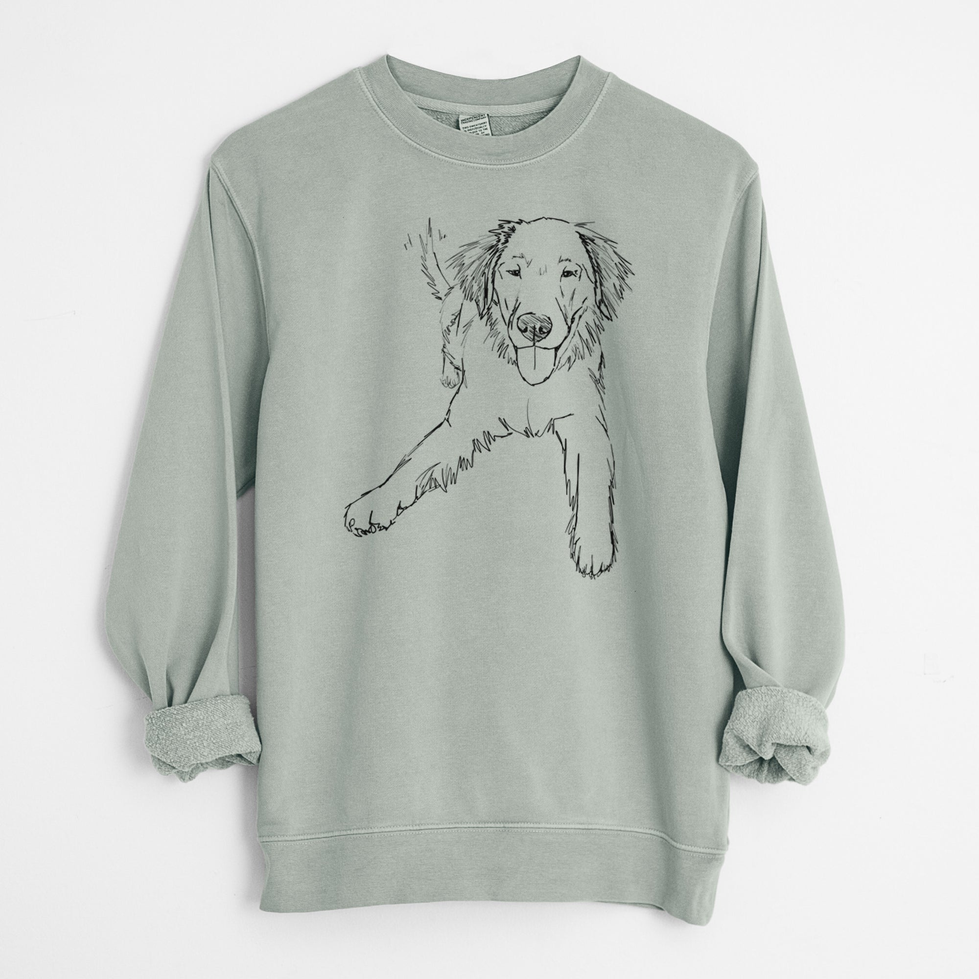 Doodled Loganator the Golden Retriever - Unisex Pigment Dyed Crew Sweatshirt