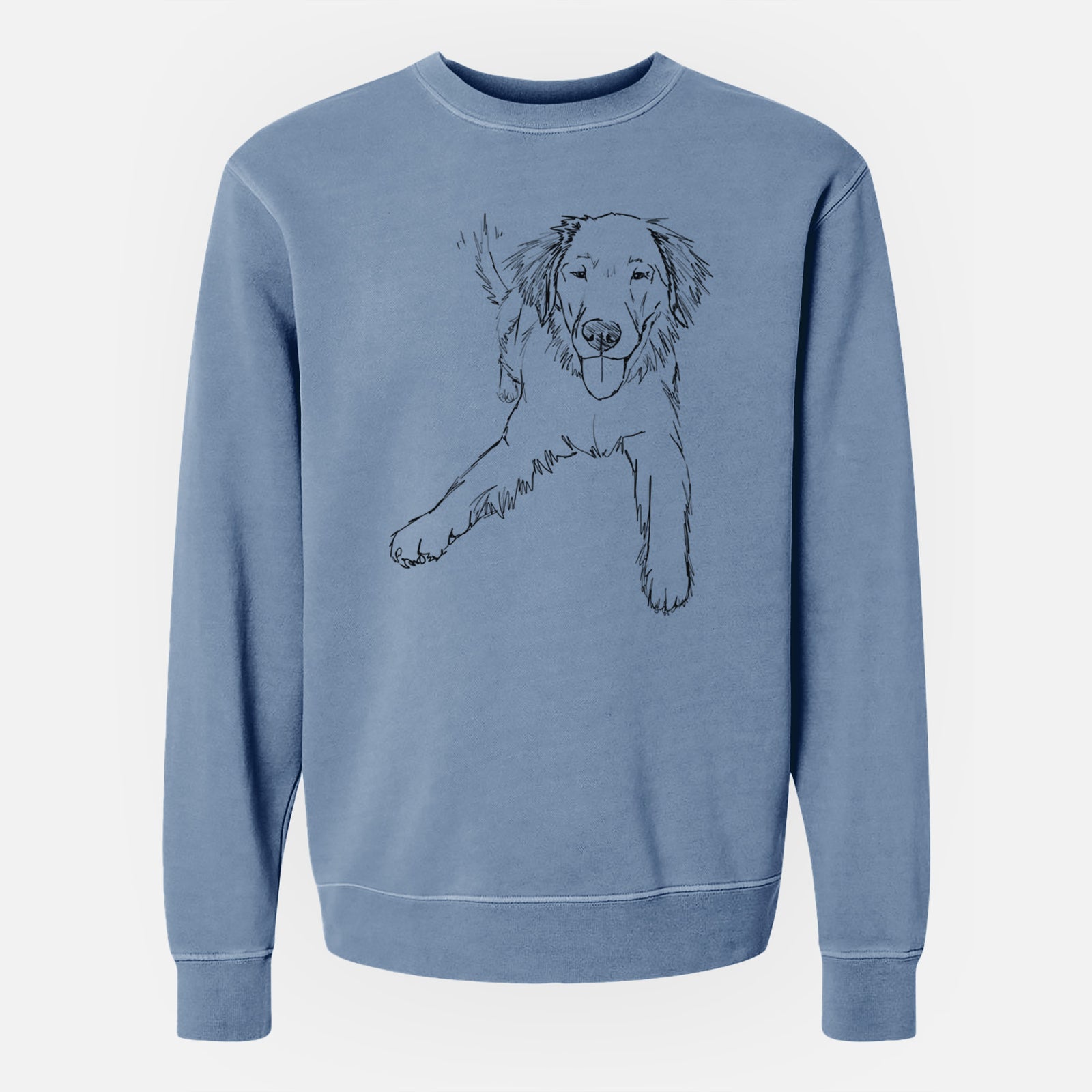 Doodled Loganator the Golden Retriever - Unisex Pigment Dyed Crew Sweatshirt