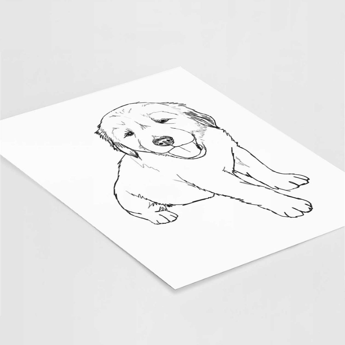Doodled Loganator the Golden Retriever Puppy Art Print
