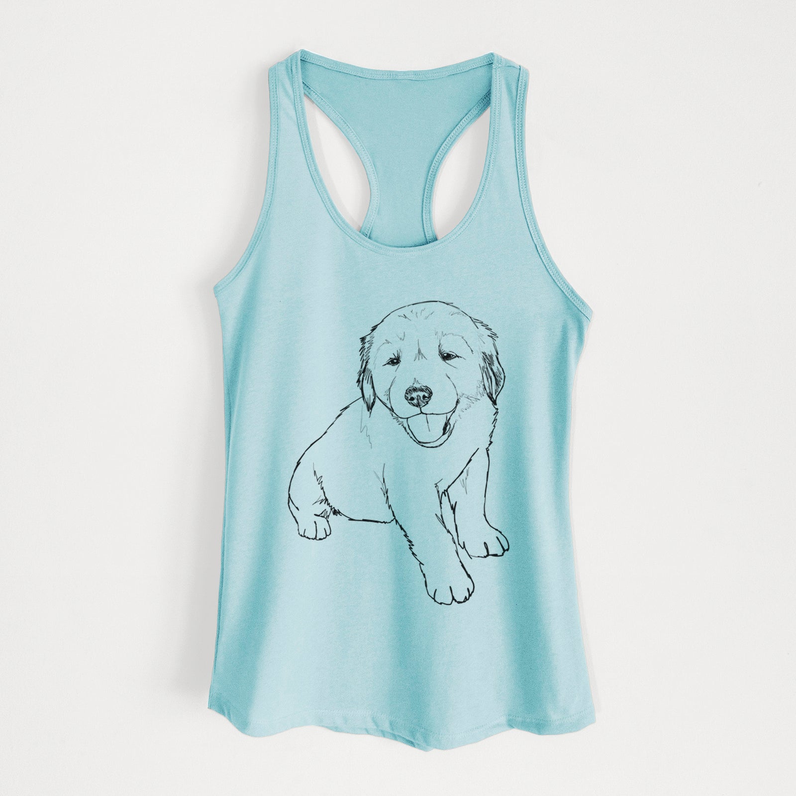 Doodled Loganator the Golden Retriever Puppy - Women's Racerback Tanktop