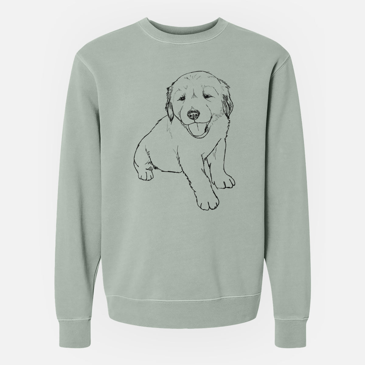 Doodled Loganator the Golden Retriever Puppy - Unisex Pigment Dyed Crew Sweatshirt