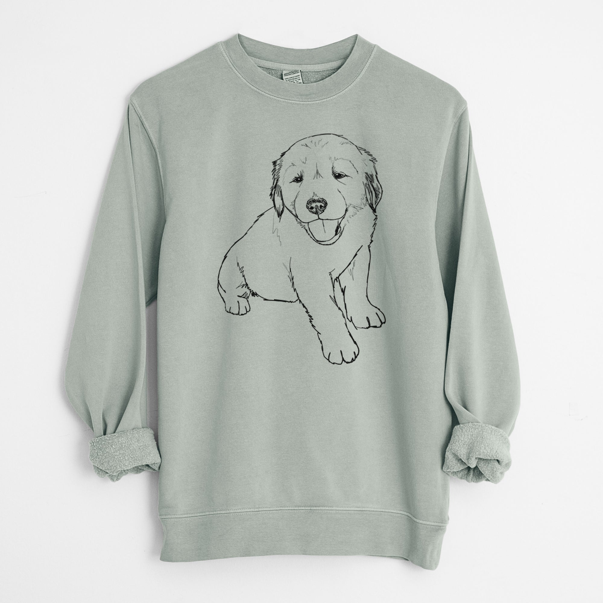 Doodled Loganator the Golden Retriever Puppy - Unisex Pigment Dyed Crew Sweatshirt