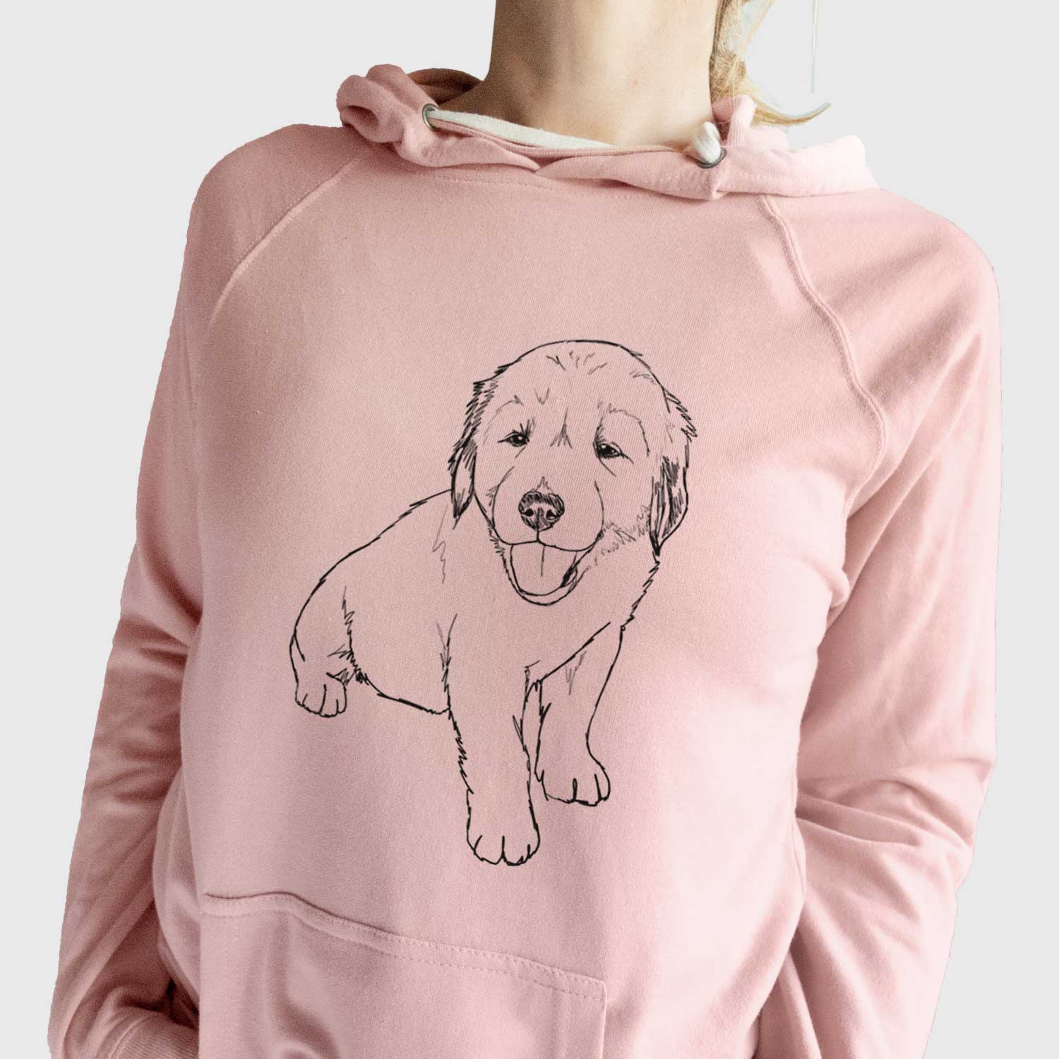 Doodled Loganator the Golden Retreiver Puppy - Unisex Loopback Terry Hoodie