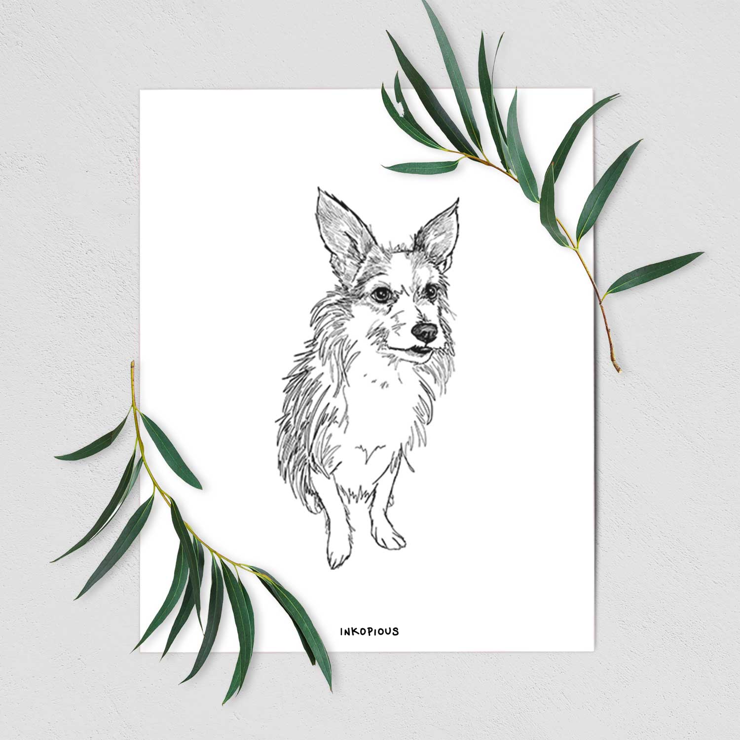 Doodled Lola the Terrier Mix Art Print