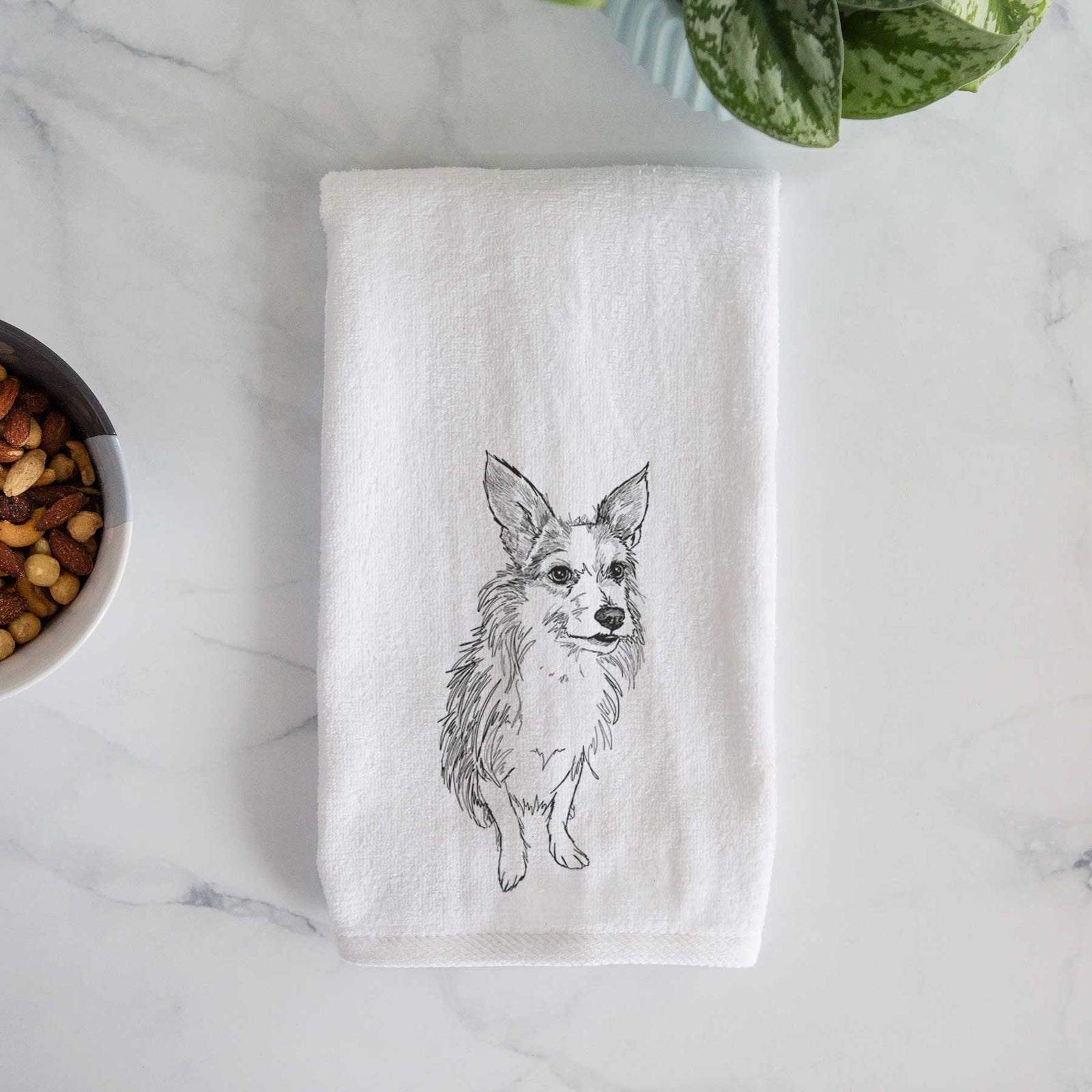 Doodled Lola the Terrier Mix Decorative Hand Towel