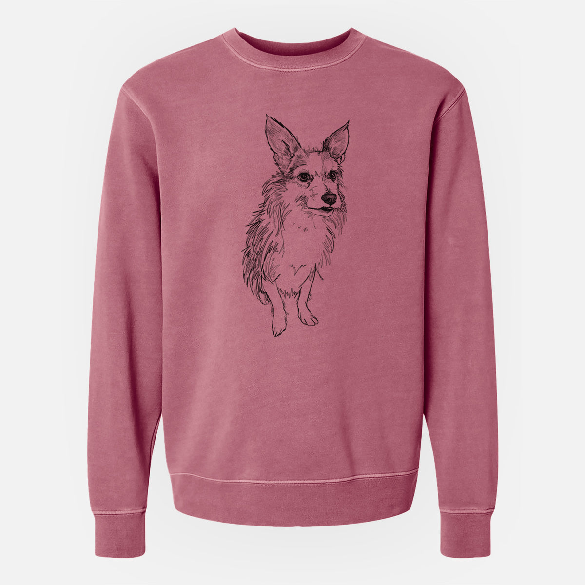 Doodled Lola the Terrier Mix - Unisex Pigment Dyed Crew Sweatshirt