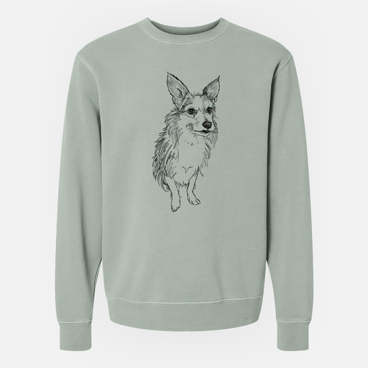Doodled Lola the Terrier Mix - Unisex Pigment Dyed Crew Sweatshirt