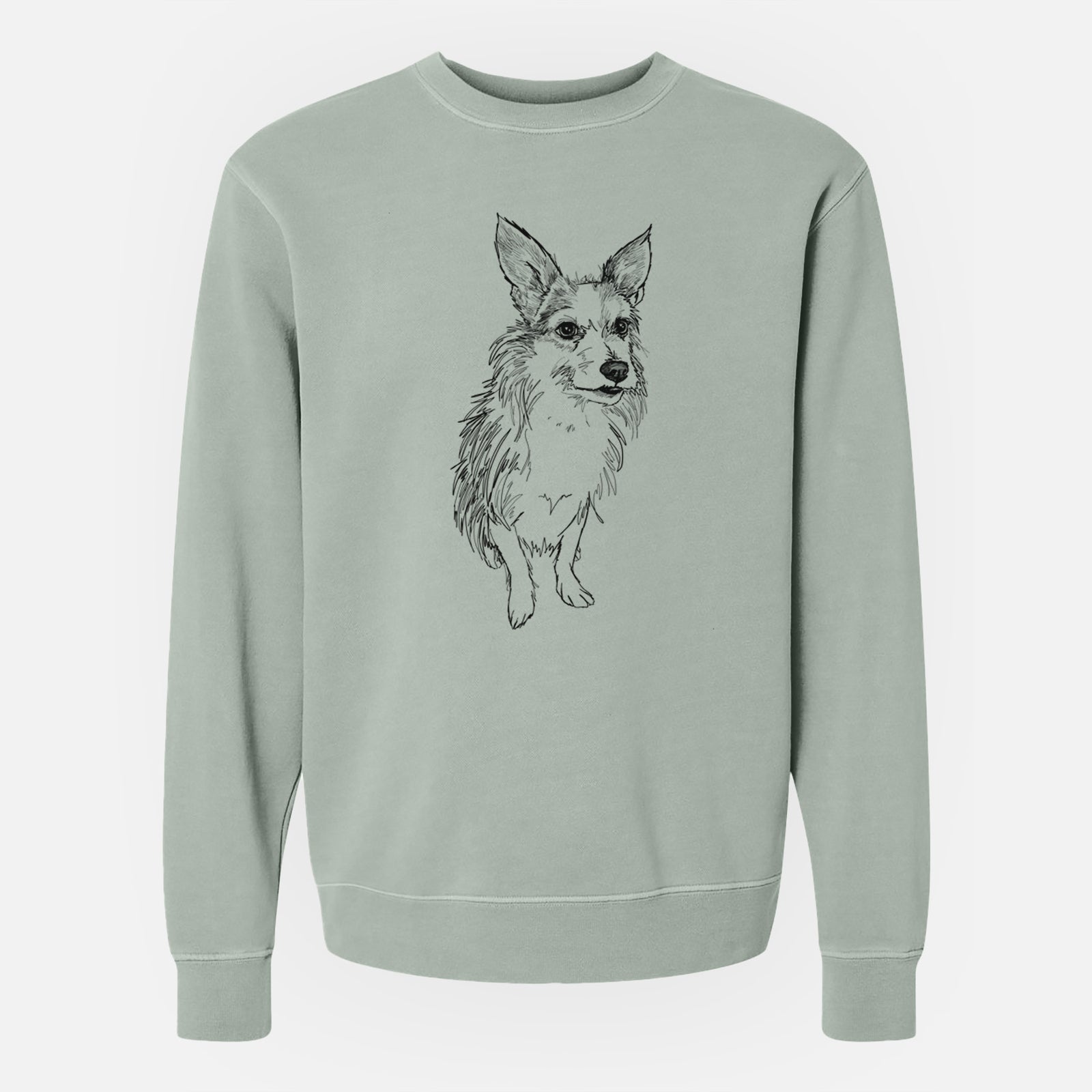 Doodled Lola the Terrier Mix - Unisex Pigment Dyed Crew Sweatshirt