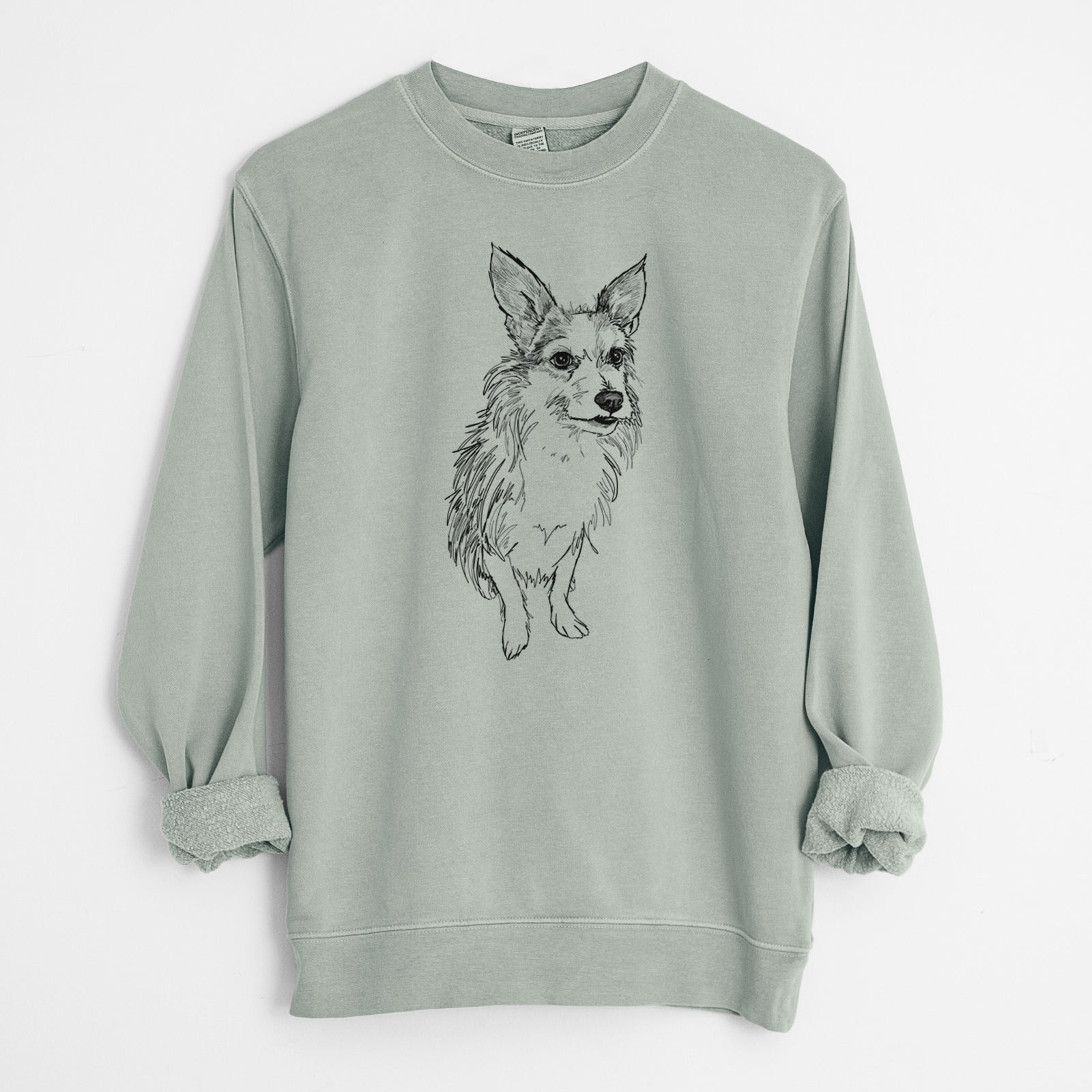 Doodled Lola the Terrier Mix - Unisex Pigment Dyed Crew Sweatshirt