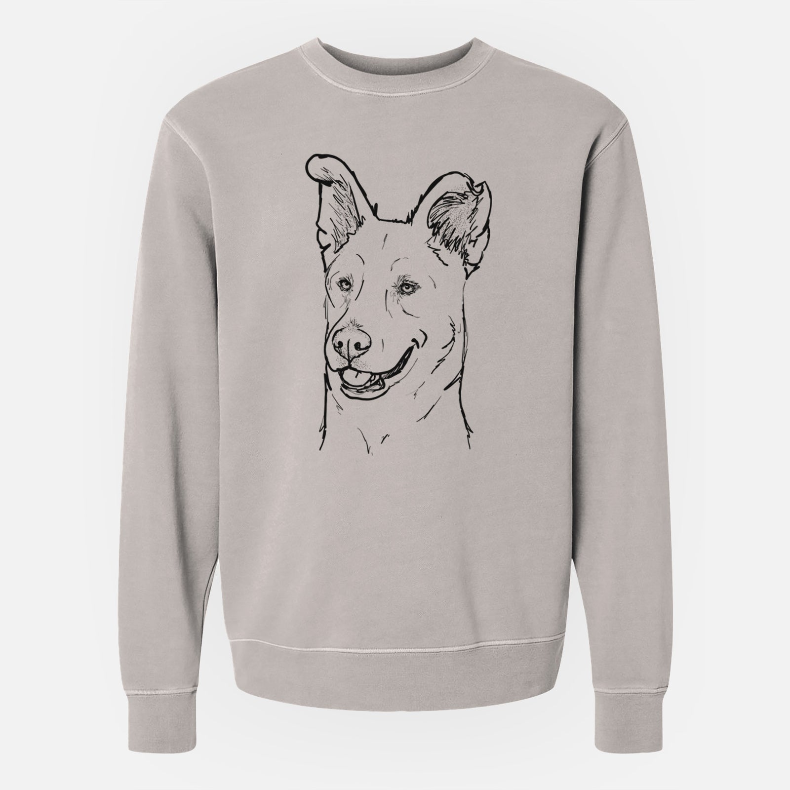 Doodled Lola the Shepherd Mix - Unisex Pigment Dyed Crew Sweatshirt