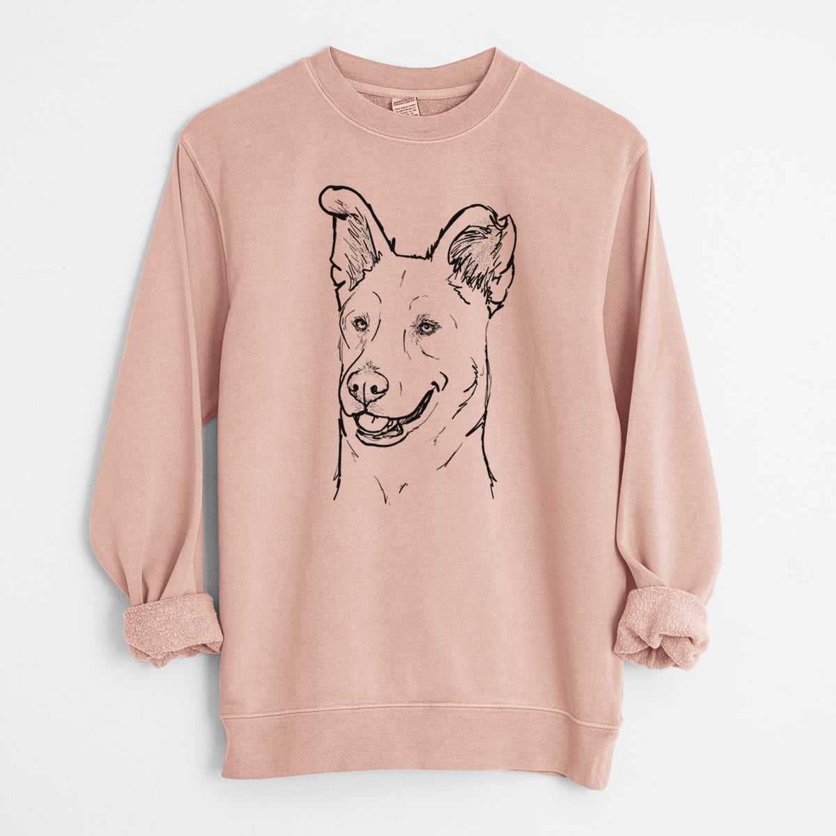 Doodled Lola the Shepherd Mix - Unisex Pigment Dyed Crew Sweatshirt