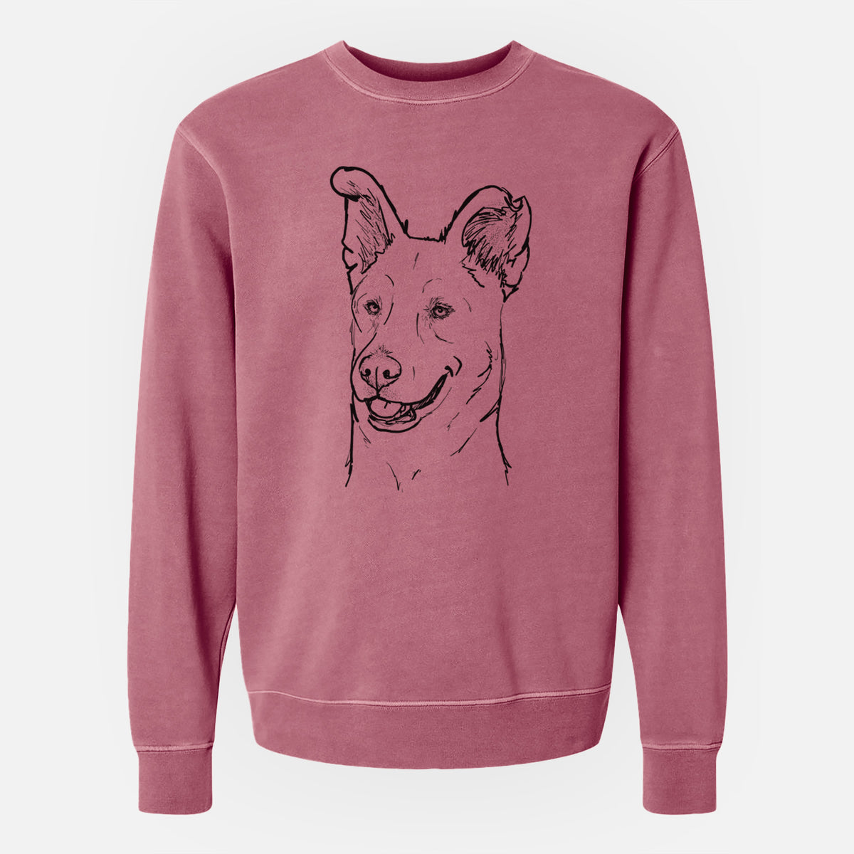 Doodled Lola the Shepherd Mix - Unisex Pigment Dyed Crew Sweatshirt