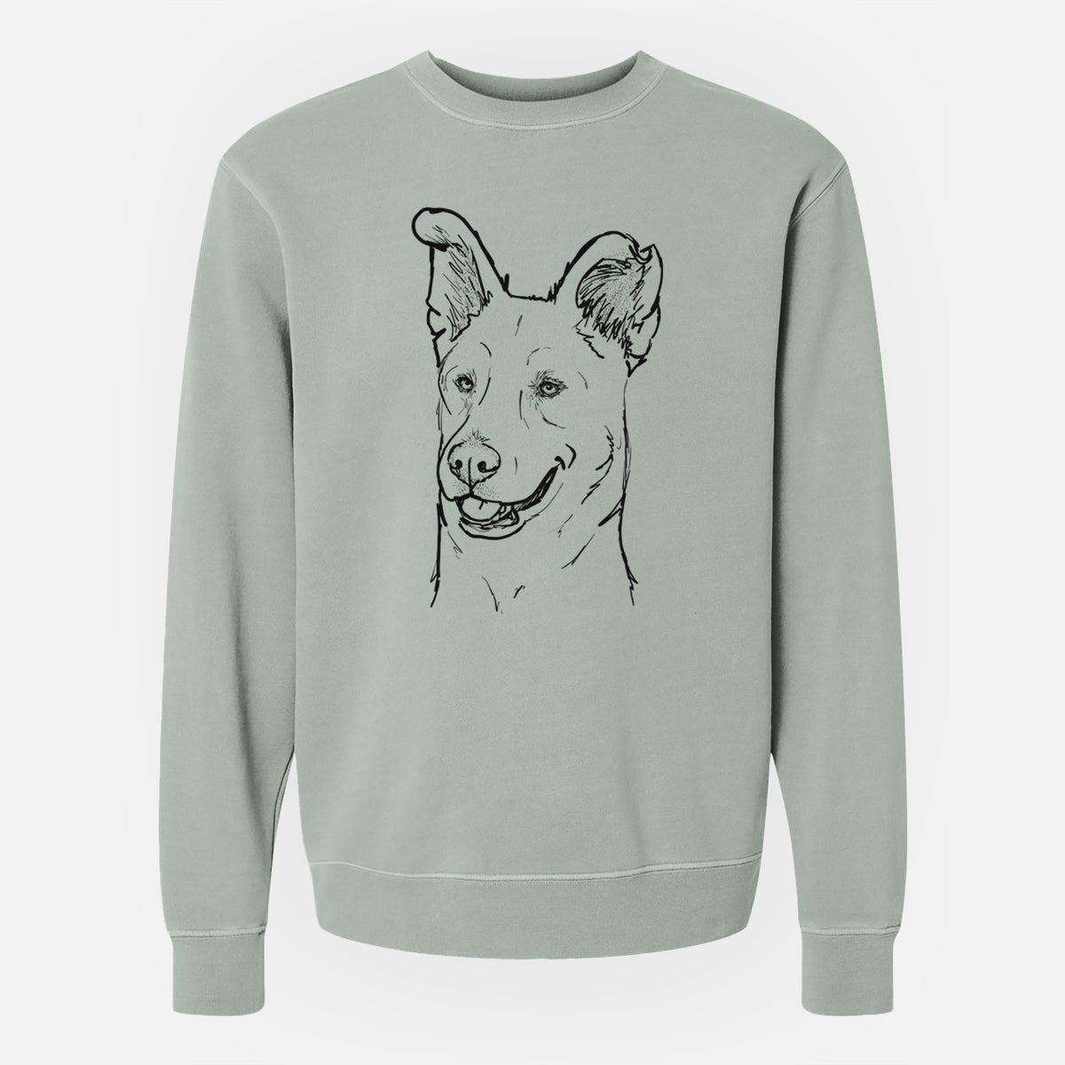 Doodled Lola the Shepherd Mix - Unisex Pigment Dyed Crew Sweatshirt