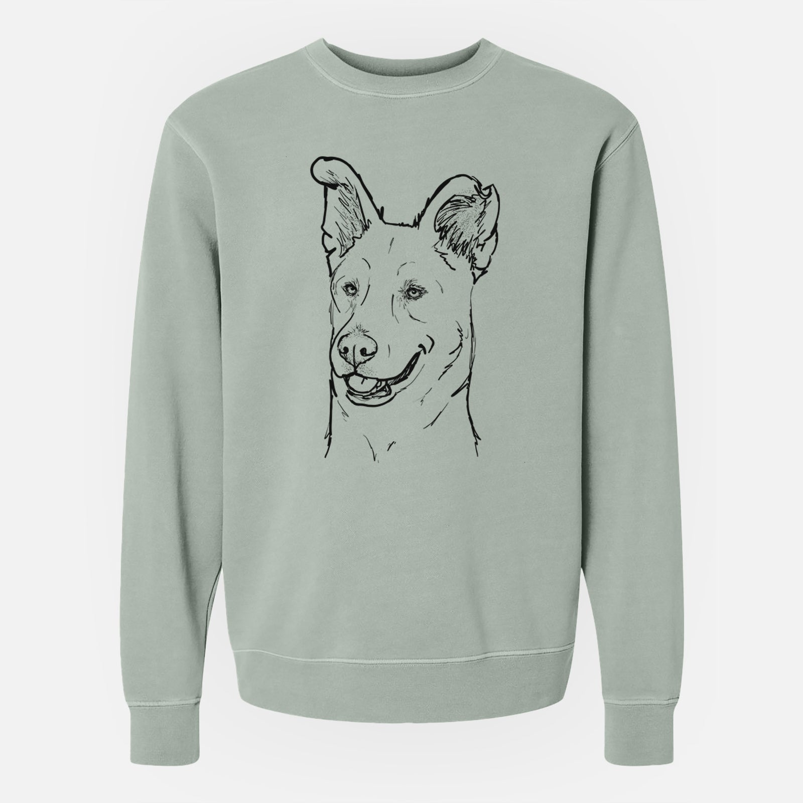 Doodled Lola the Shepherd Mix - Unisex Pigment Dyed Crew Sweatshirt
