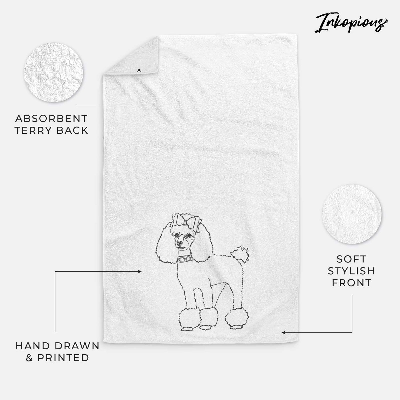 Doodled Lou Lou the Toy Poodle Decorative Hand Towel