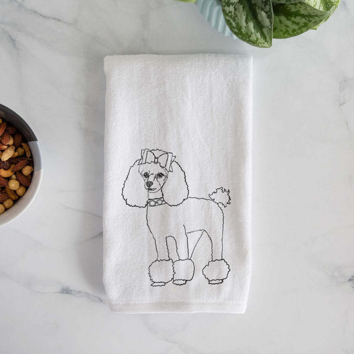 Doodled Lou Lou the Toy Poodle Decorative Hand Towel