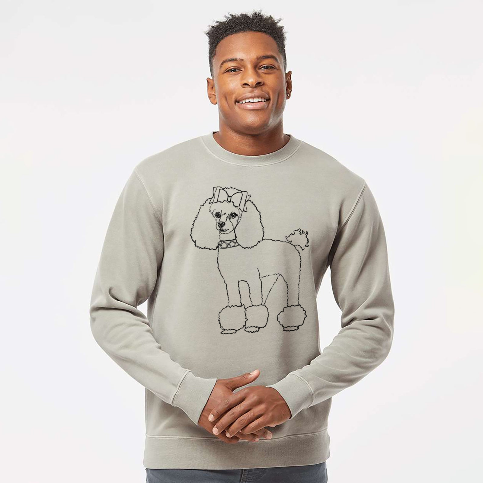 Doodled Lou Lou the Toy Poodle - Unisex Pigment Dyed Crew Sweatshirt