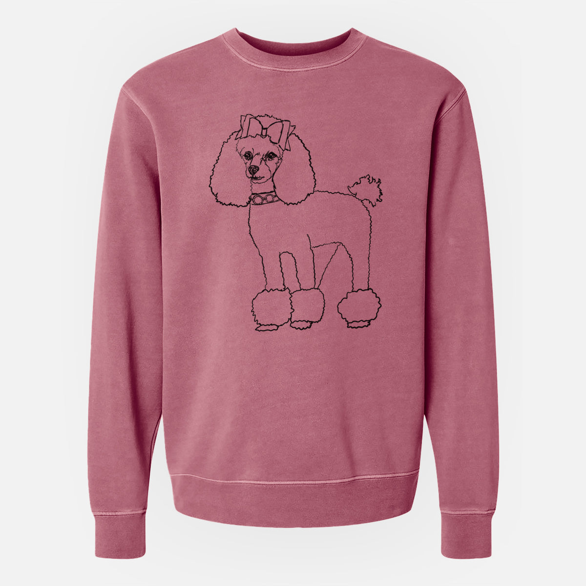 Doodled Lou Lou the Toy Poodle - Unisex Pigment Dyed Crew Sweatshirt