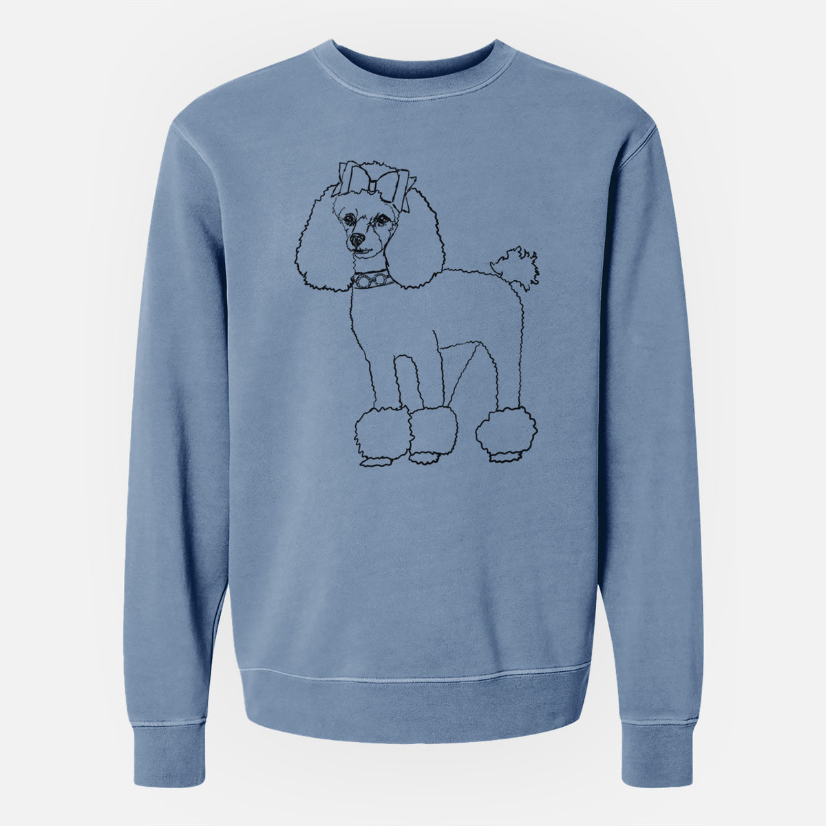 Doodled Lou Lou the Toy Poodle - Unisex Pigment Dyed Crew Sweatshirt