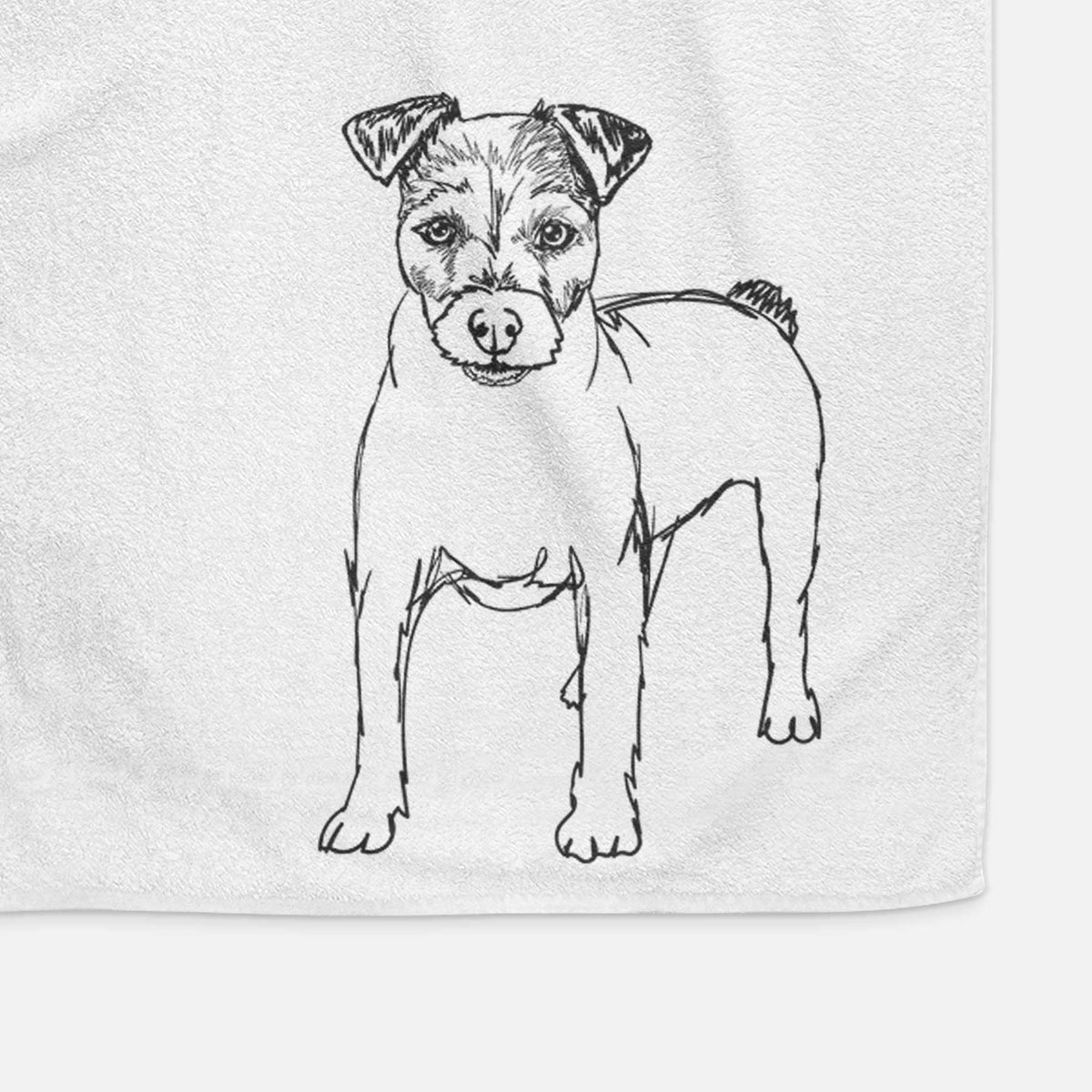 Doodled Lucky the Jack Russell Terrier Decorative Hand Towel