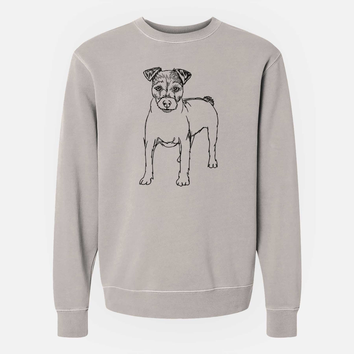 Doodled Lucky the Jack Russell Terrier - Unisex Pigment Dyed Crew Sweatshirt