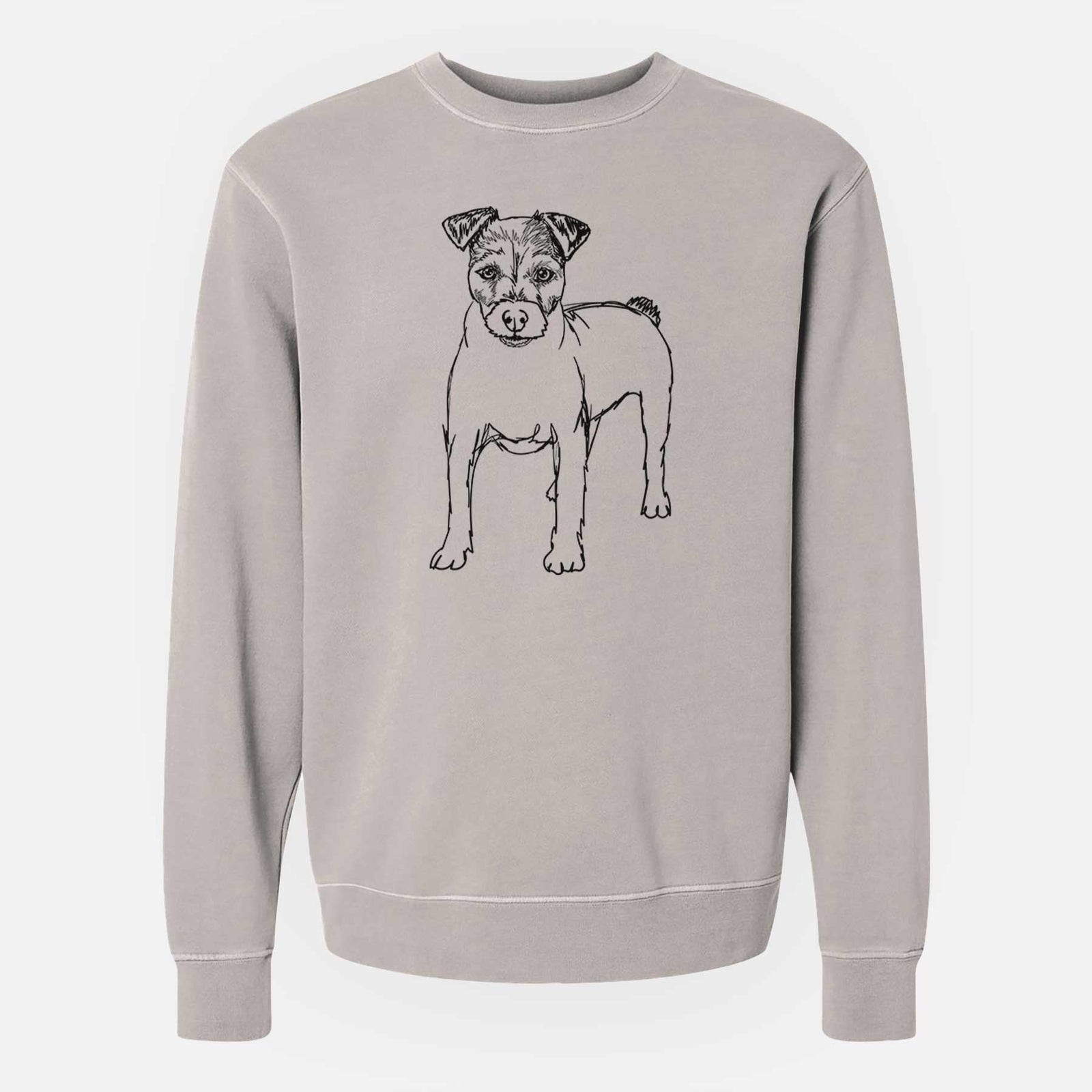 Doodled Lucky the Jack Russell Terrier - Unisex Pigment Dyed Crew Sweatshirt