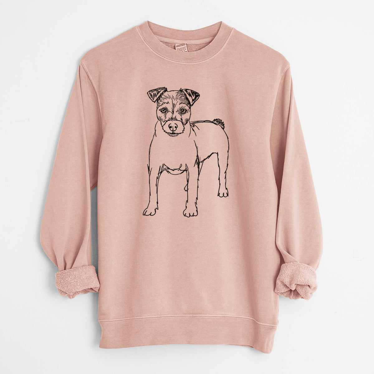Doodled Lucky the Jack Russell Terrier - Unisex Pigment Dyed Crew Sweatshirt